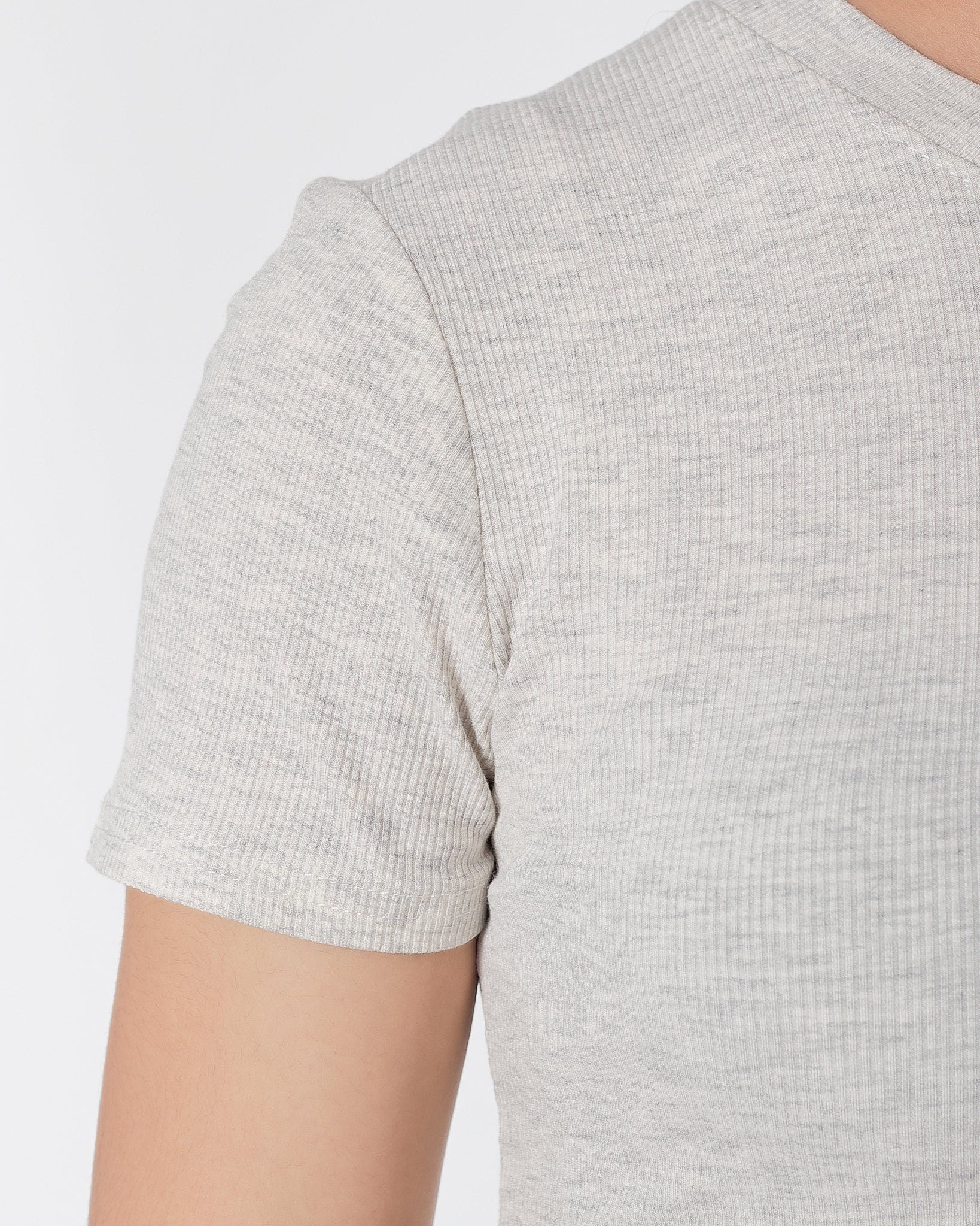 Plain Color Side String  Lady Light Grey T-Shirt 10.90
