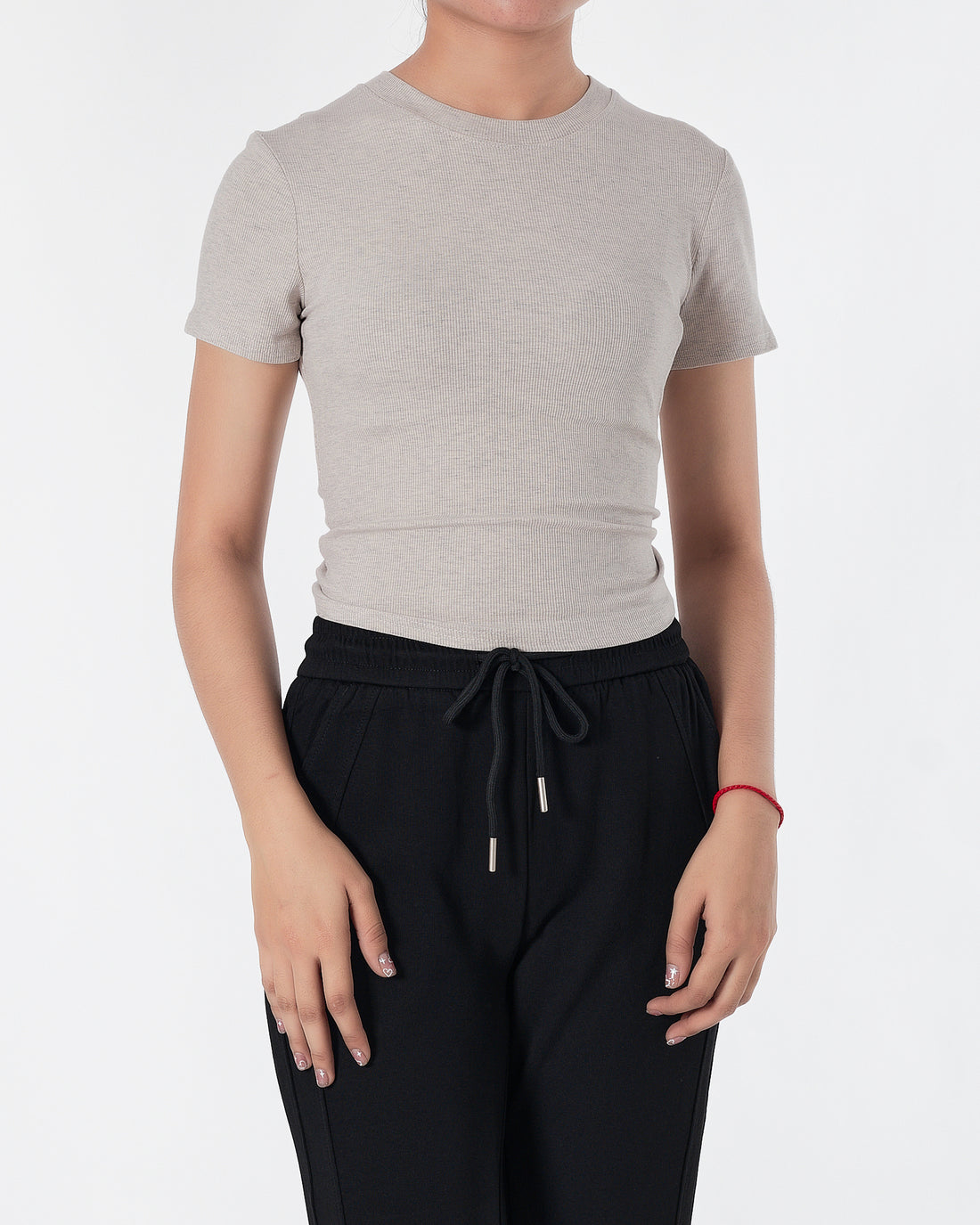 Plain Color Side String Lady Grey T-Shirt 10.90