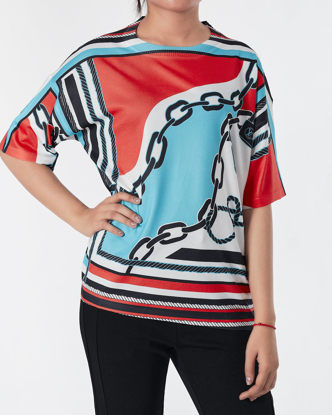 Chain Over Printed Lady Polo Shirt 15.90