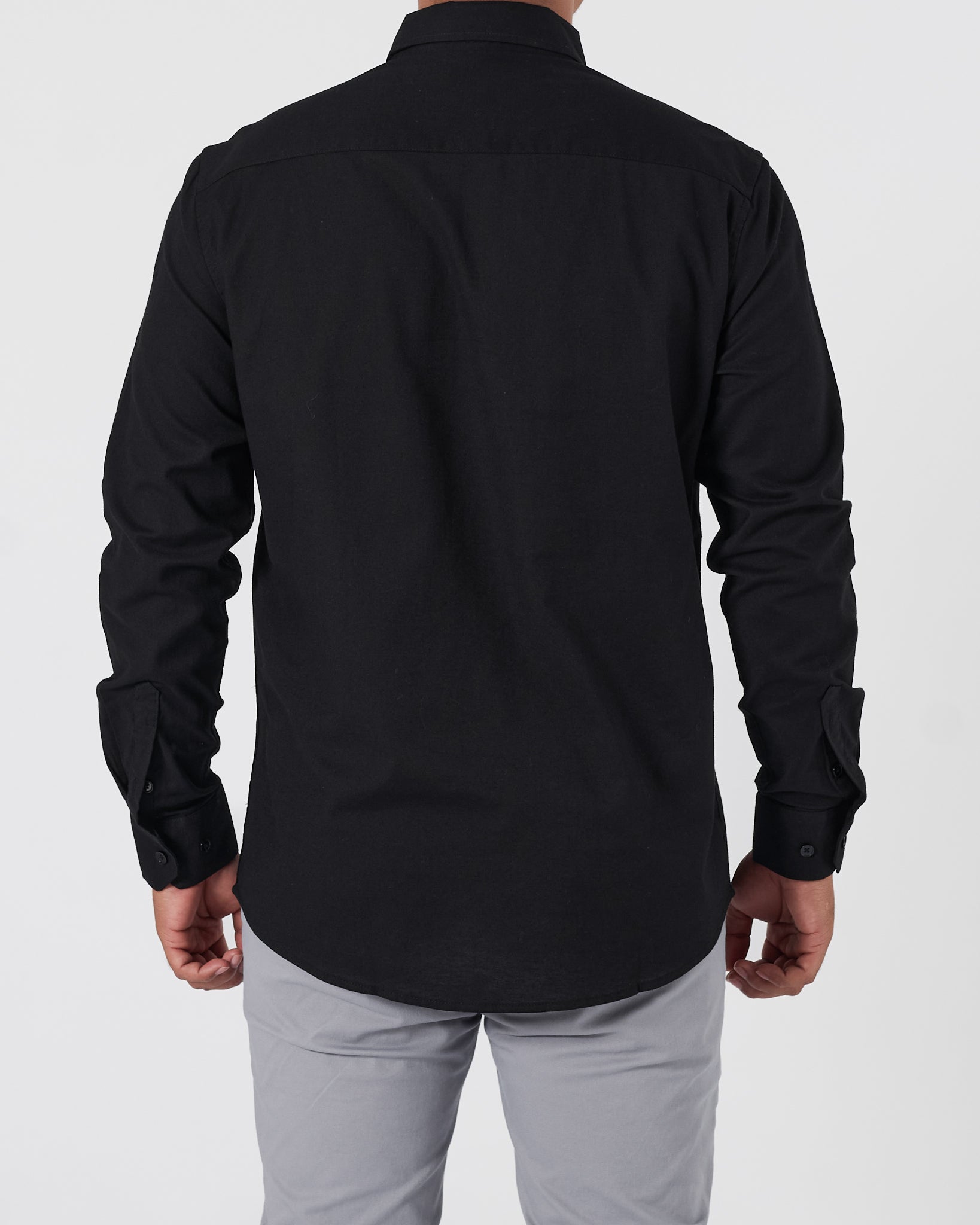 RL Logo Embroidered Men Black Shirts Long Sleeve 20.90