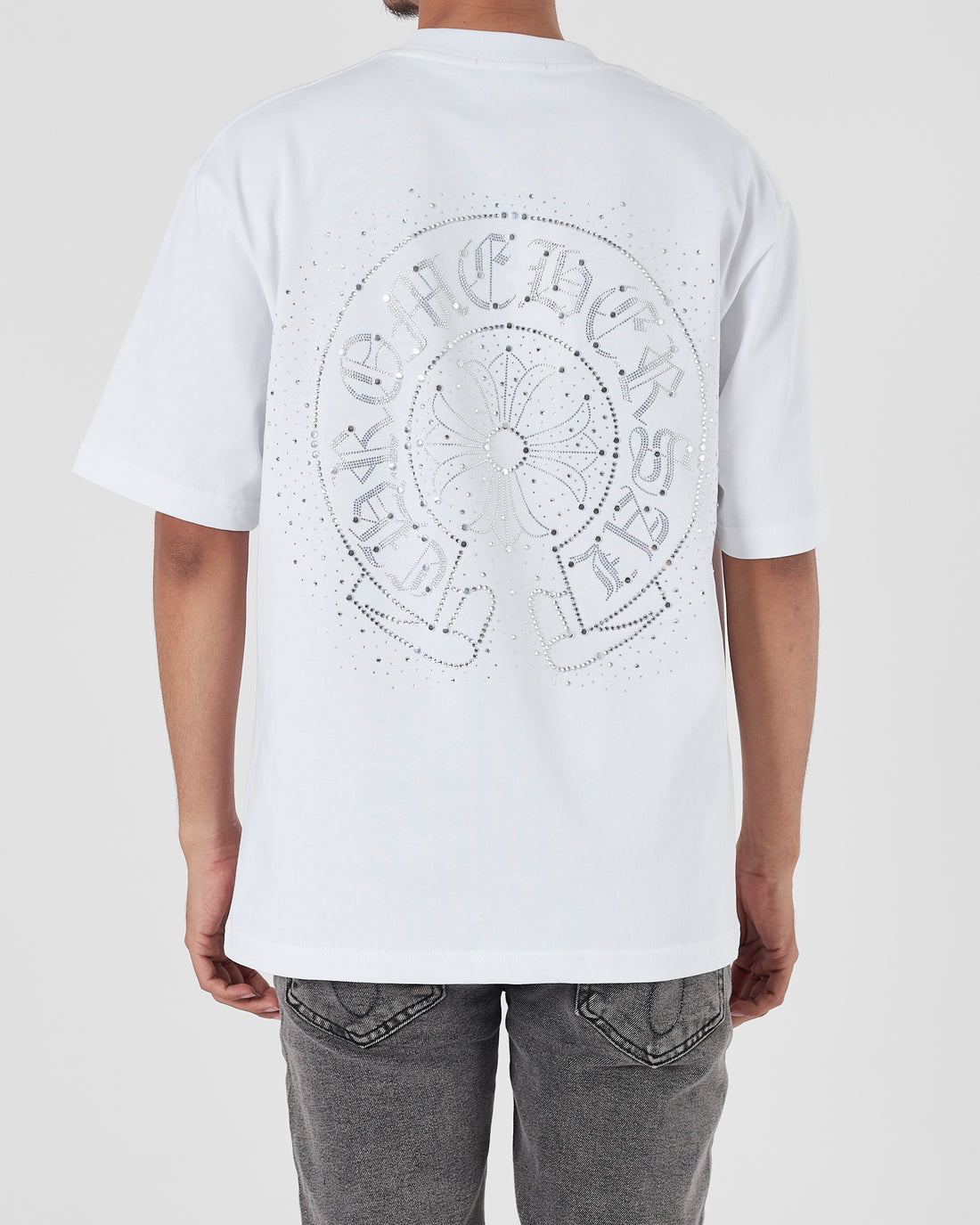 CH Rhinestone Front and Back Logo Men White T-Shirt 23.90