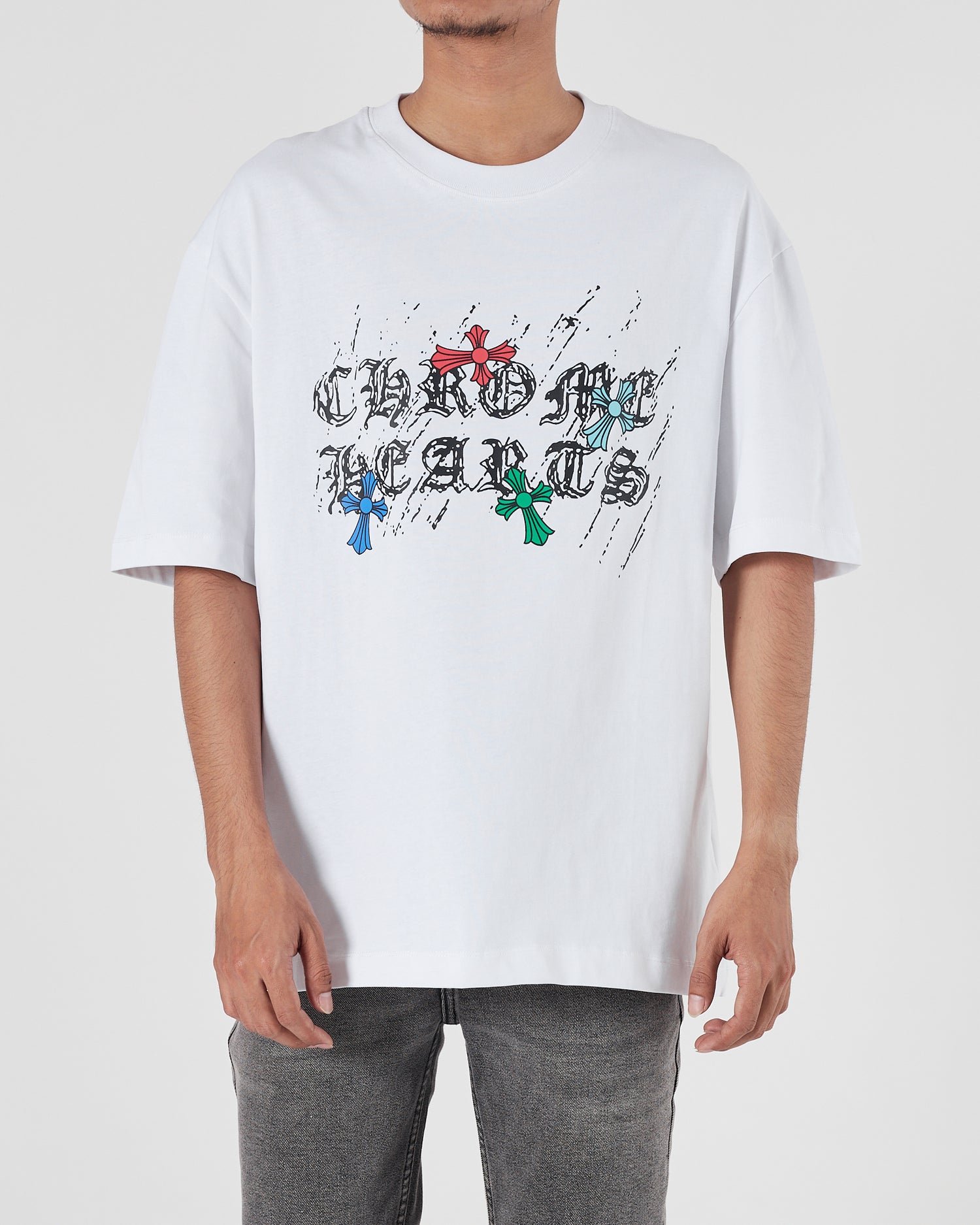 CH Front and Back Logo Printed Men White T-Shirt 19.90