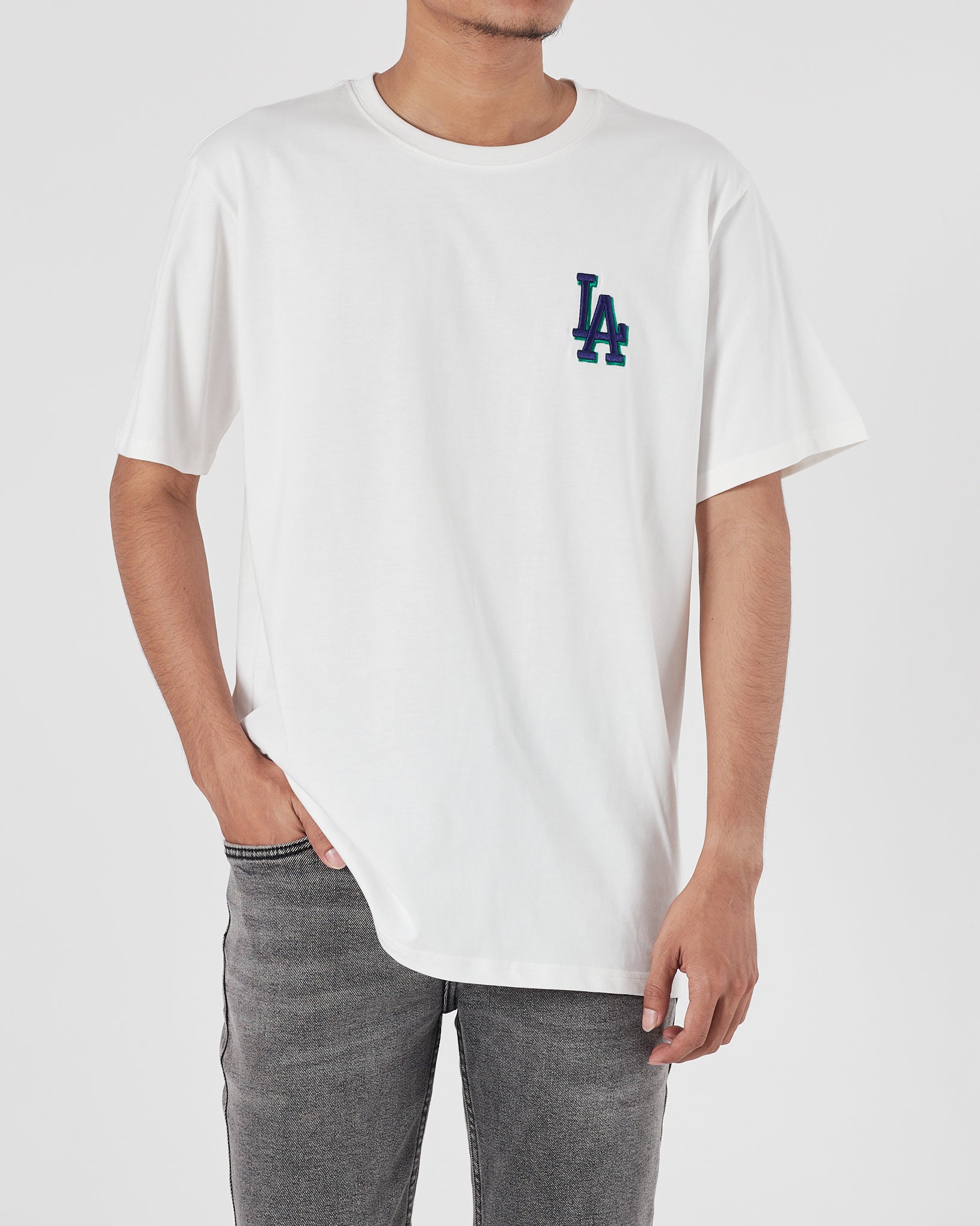 MLB LA Logo Printed Men White T-Shirt 16.90