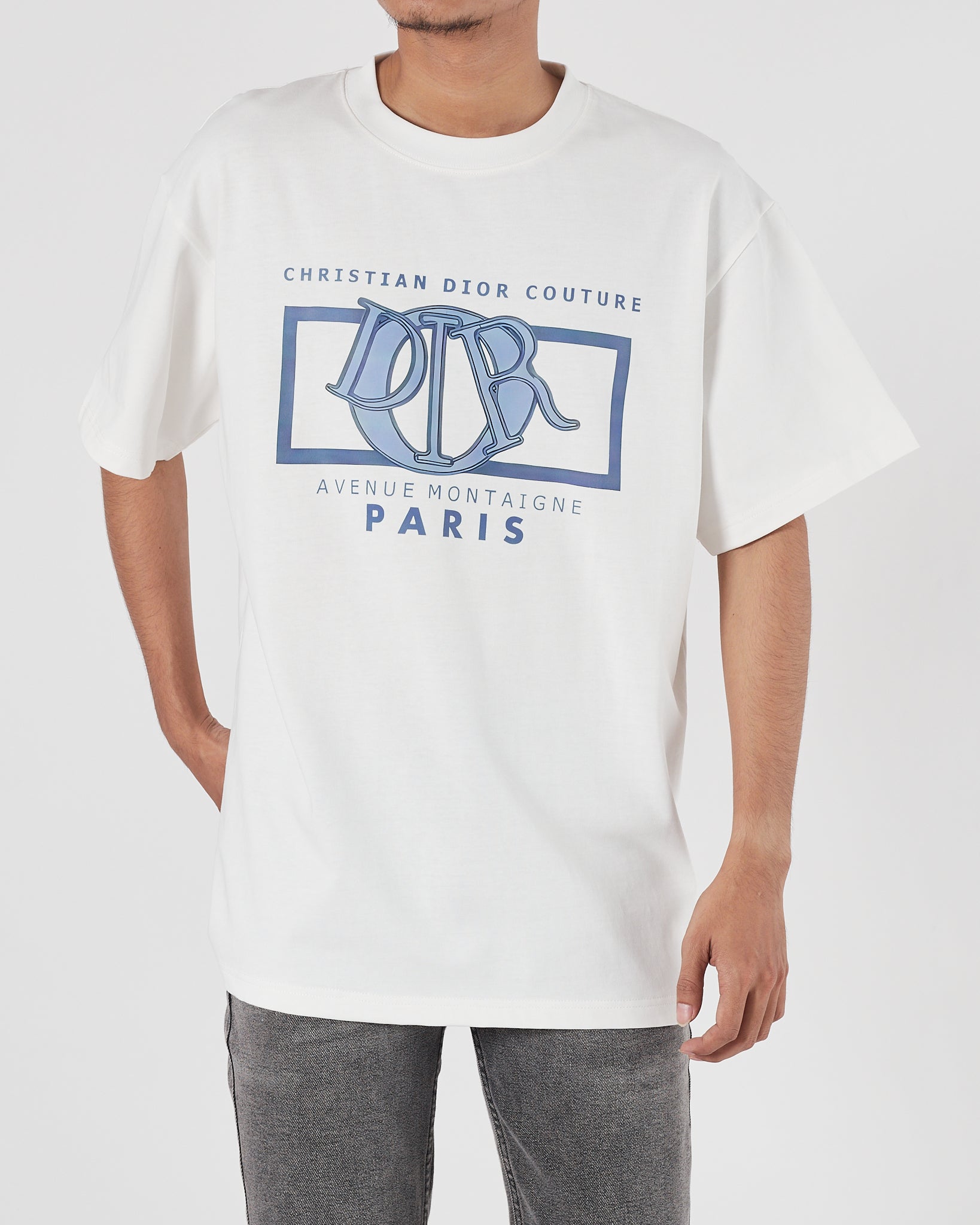 CD Logo Printed Men White T-Shirt 22.90