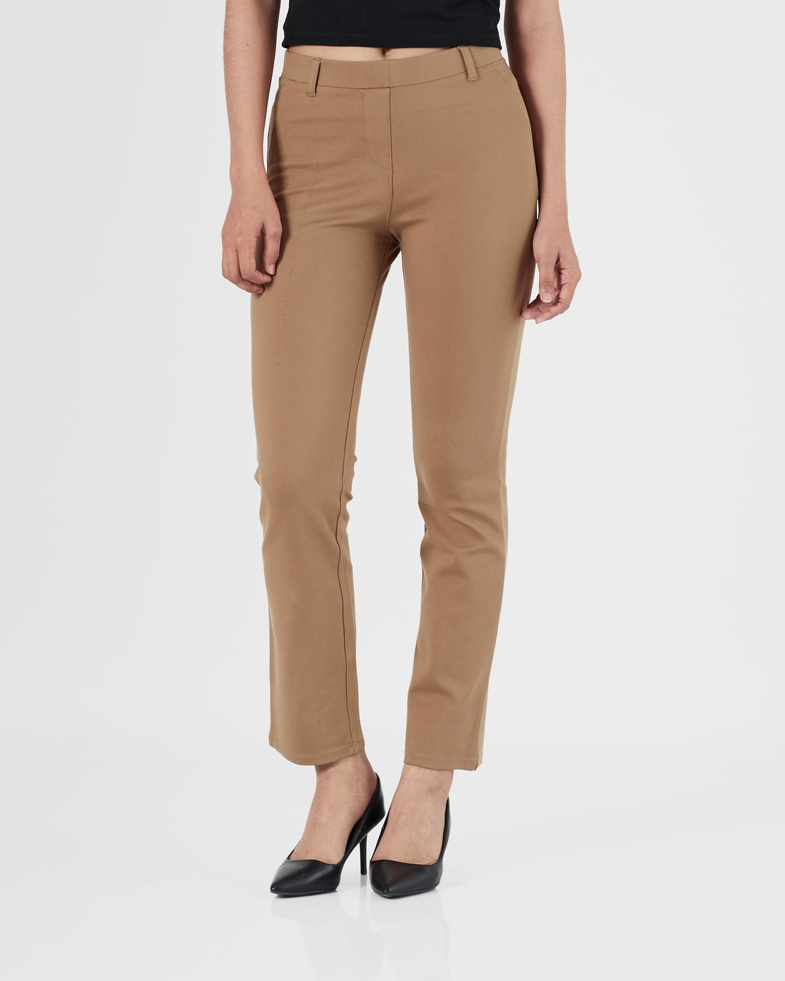 QIN Straight Fit Lady Brown  Pants 14.90