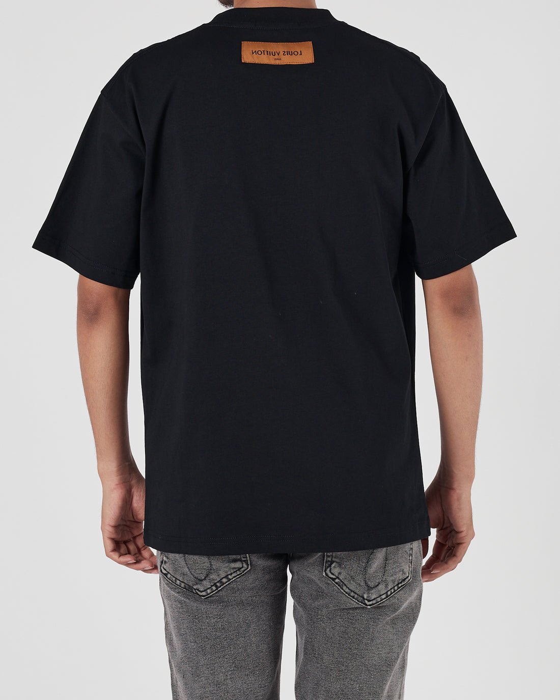 LV Snake Cartoon Printed Men Black T-Shirt 21.90