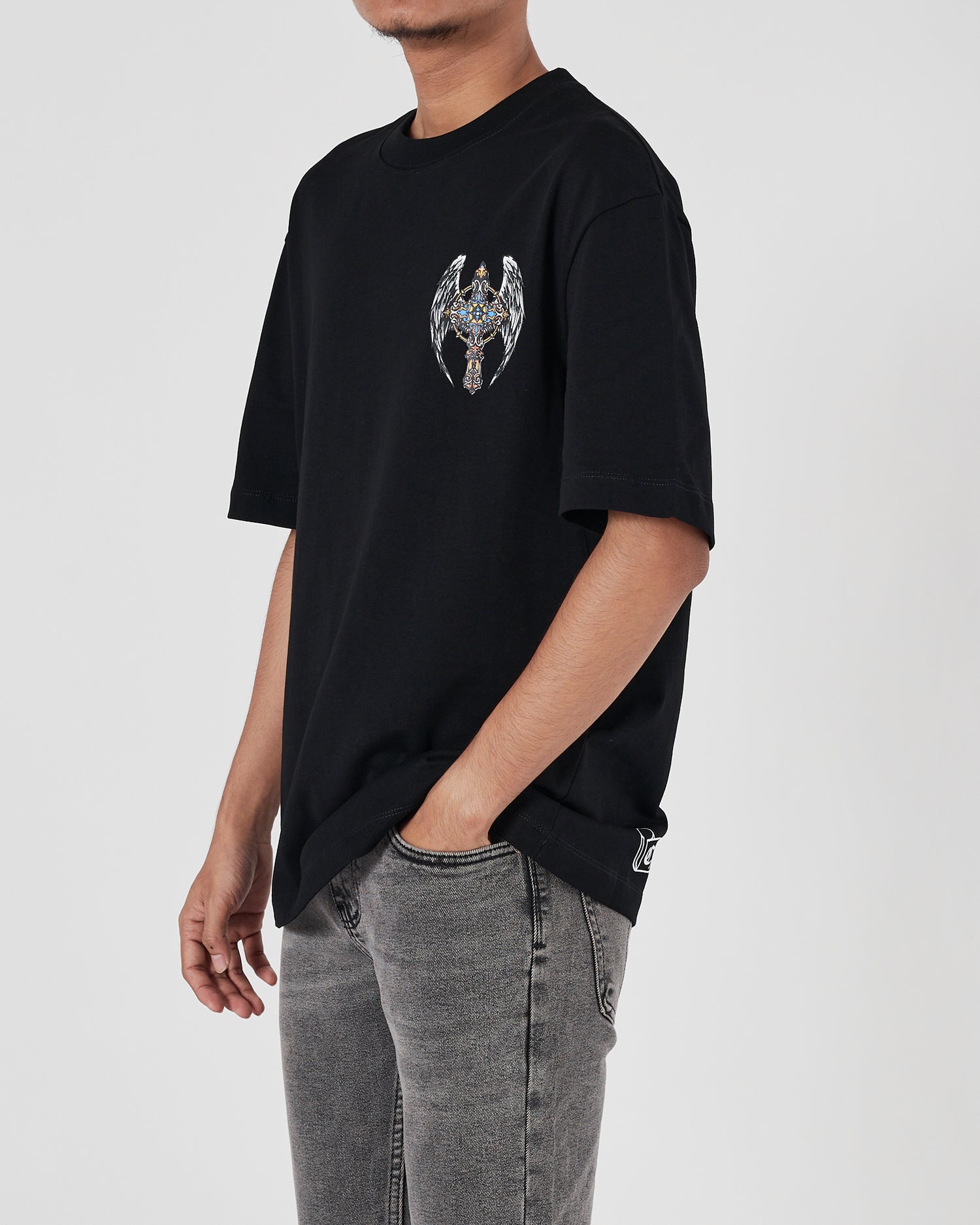 CH Angel Wing Logo Back Printed Men Black T-Shirt 20.90