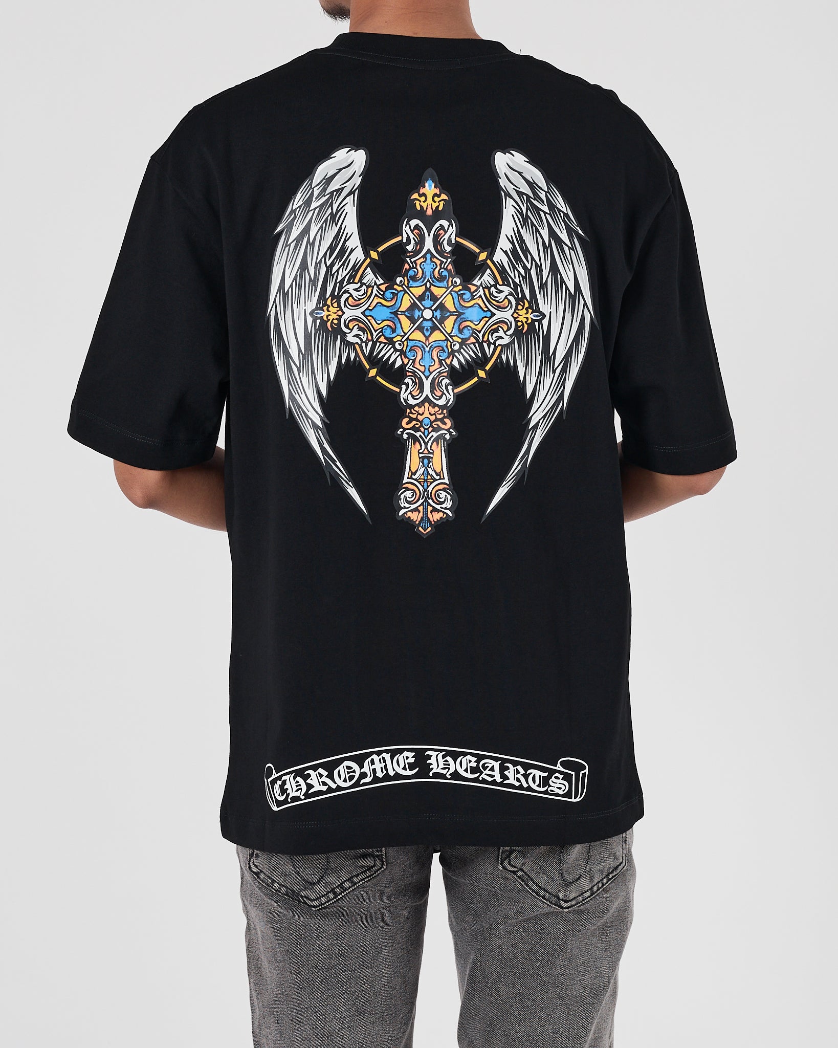 CH Angel Wing Logo Back Printed Men Black T-Shirt 20.90