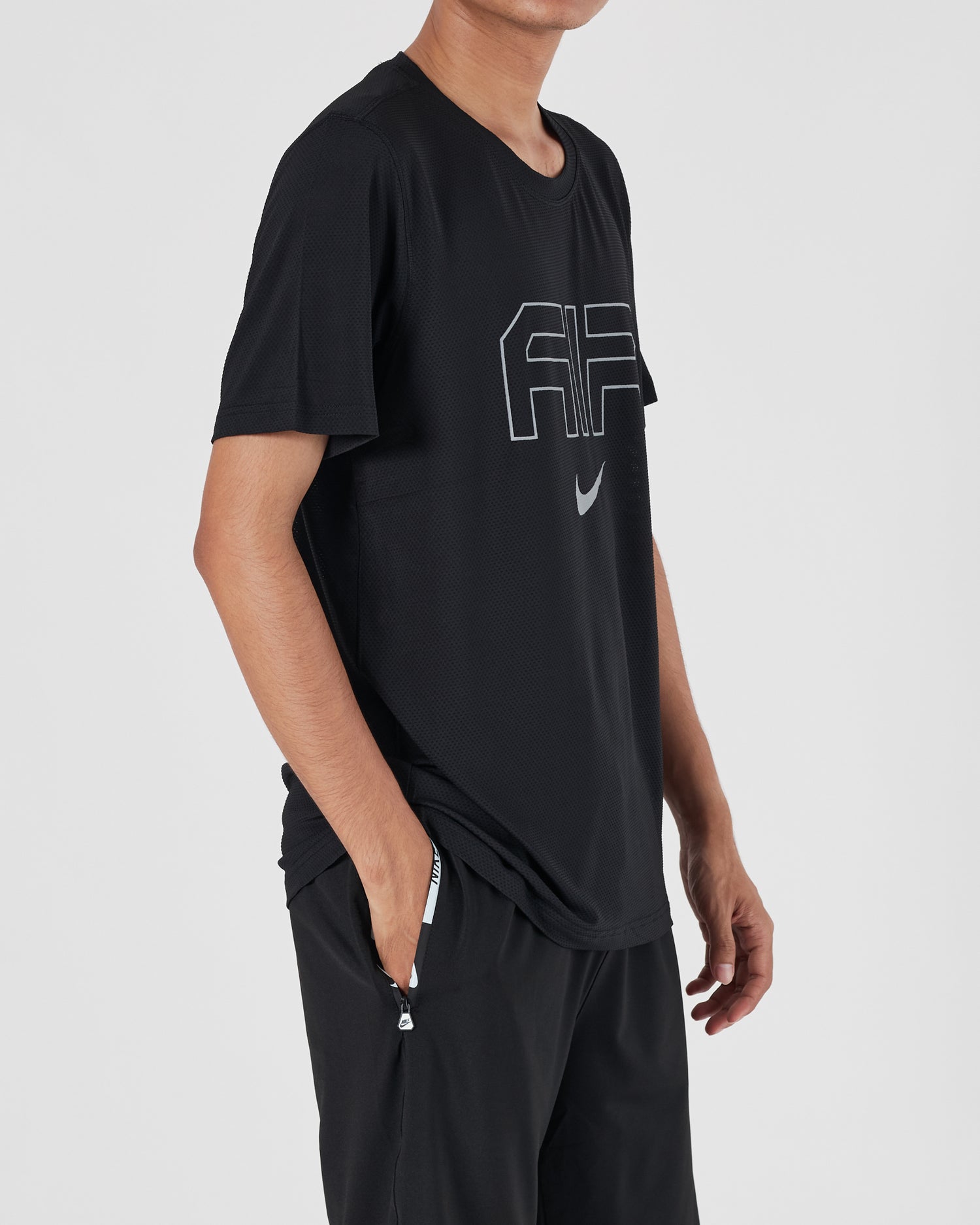 NIK Logo Printed Men Black Sport T-Shirt 14.90