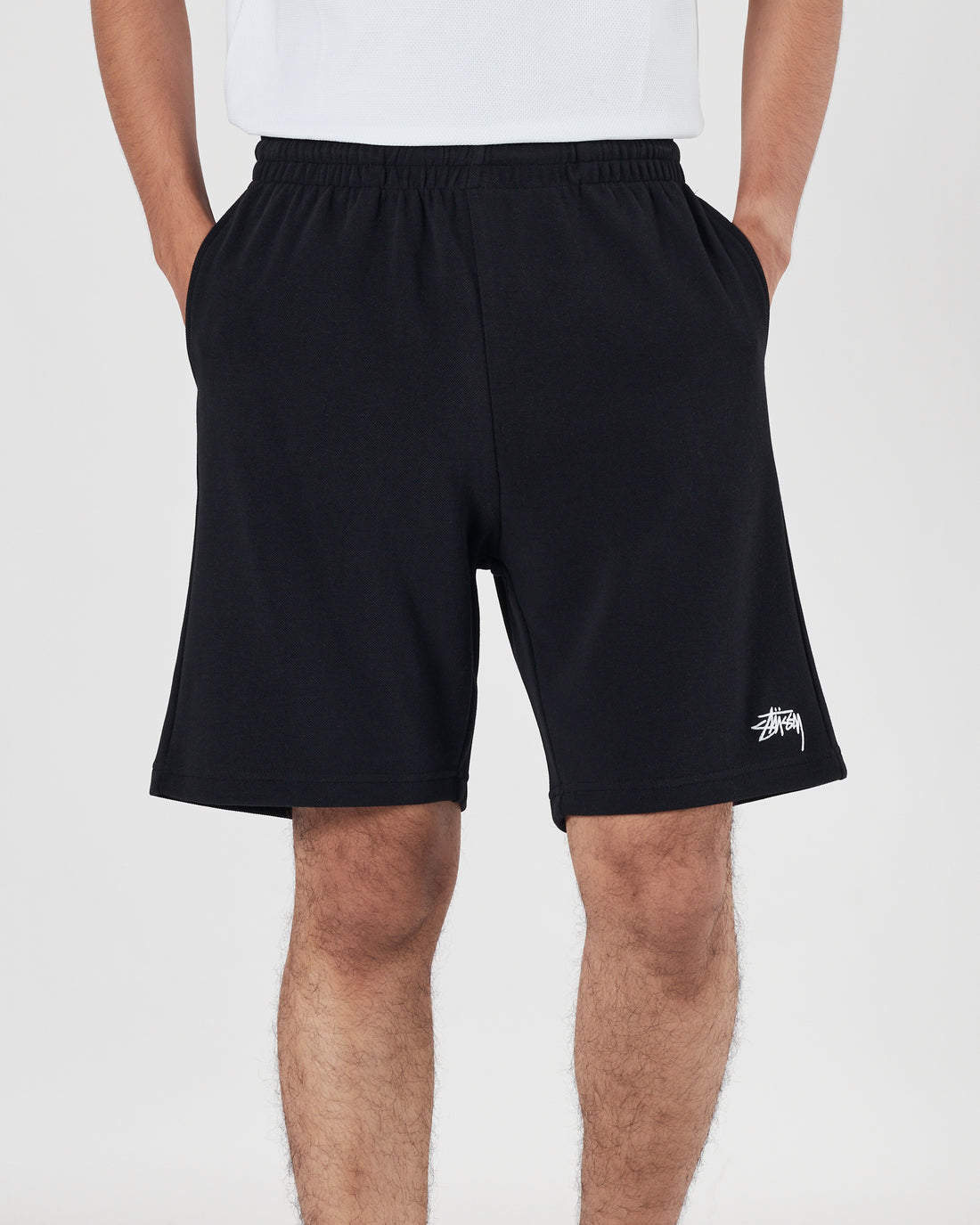 STU Logo Embroidered Men Black Shorts 17.90