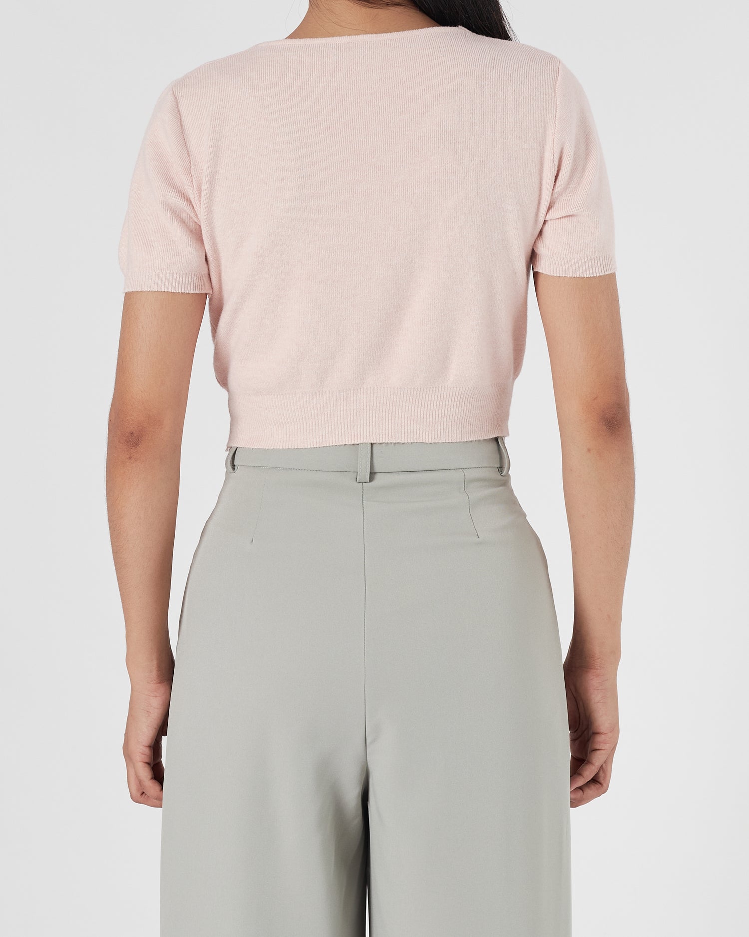 Square Neck Front Button Lady Pink Crop Top 14.90