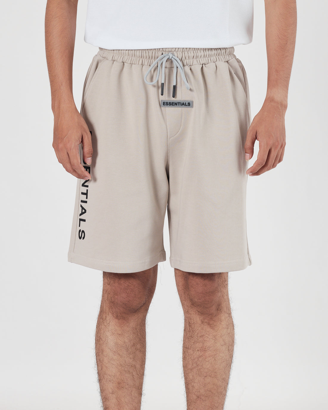 ESS Vertical Logo Printed Men Cream Shorts 16.90