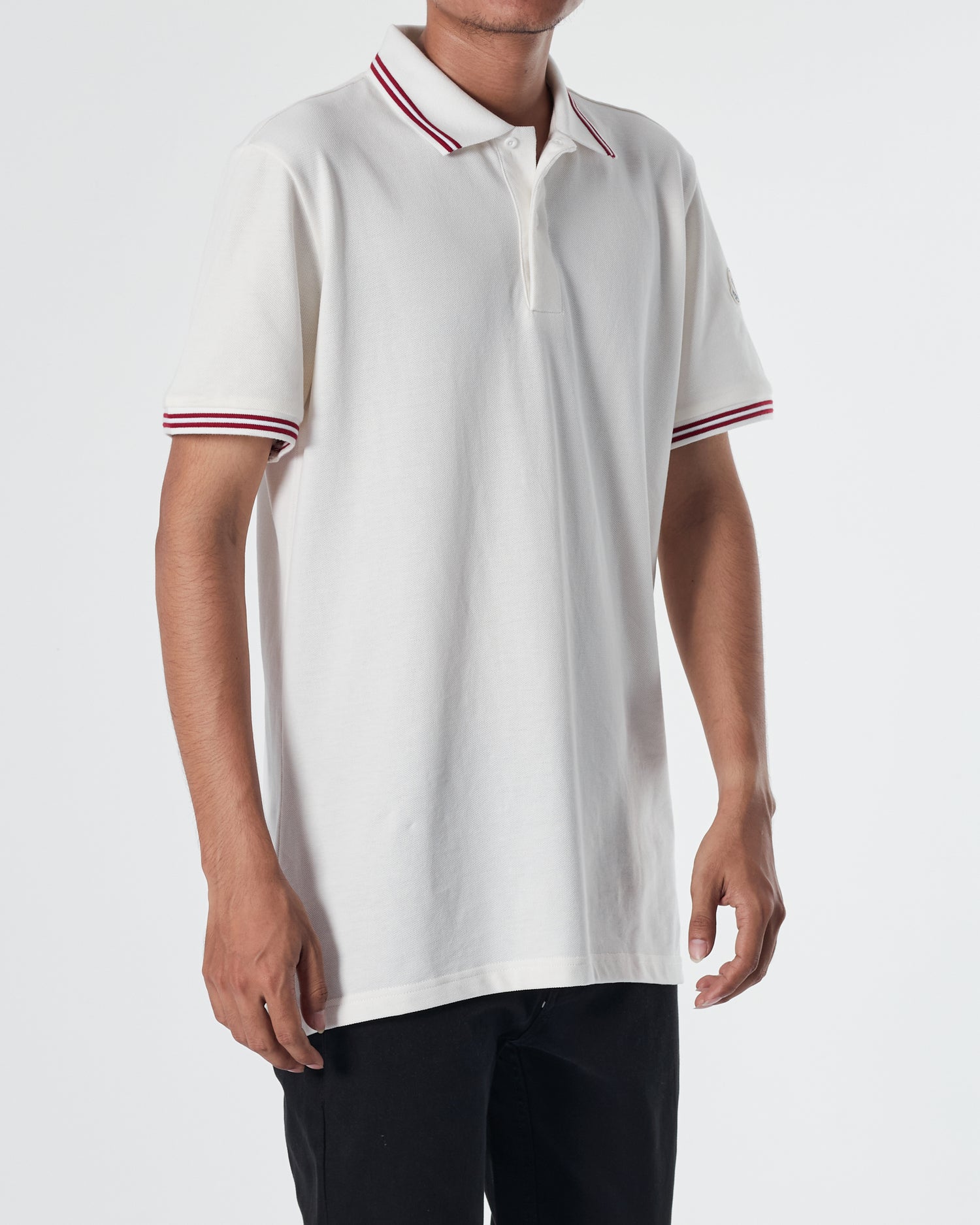 MON Collar Striped Men White Polo Shirt 20.90