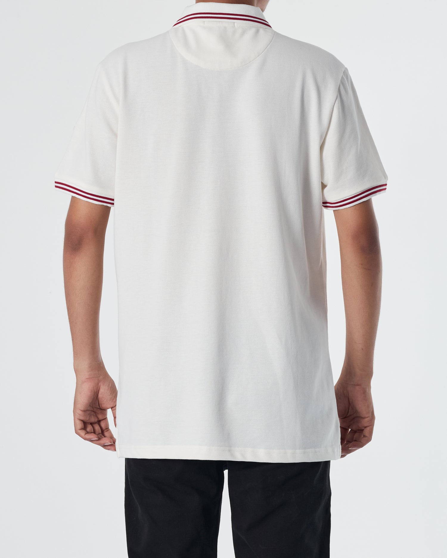 MON Collar Striped Men White Polo Shirt 20.90