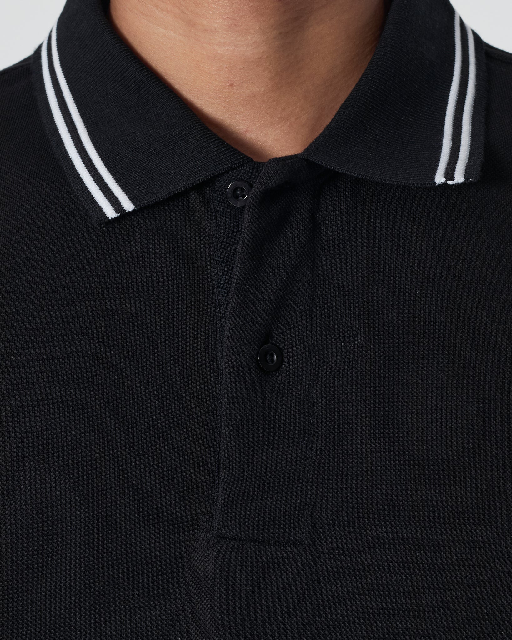 MON Collar Striped Men Black Polo Shirt 20.90