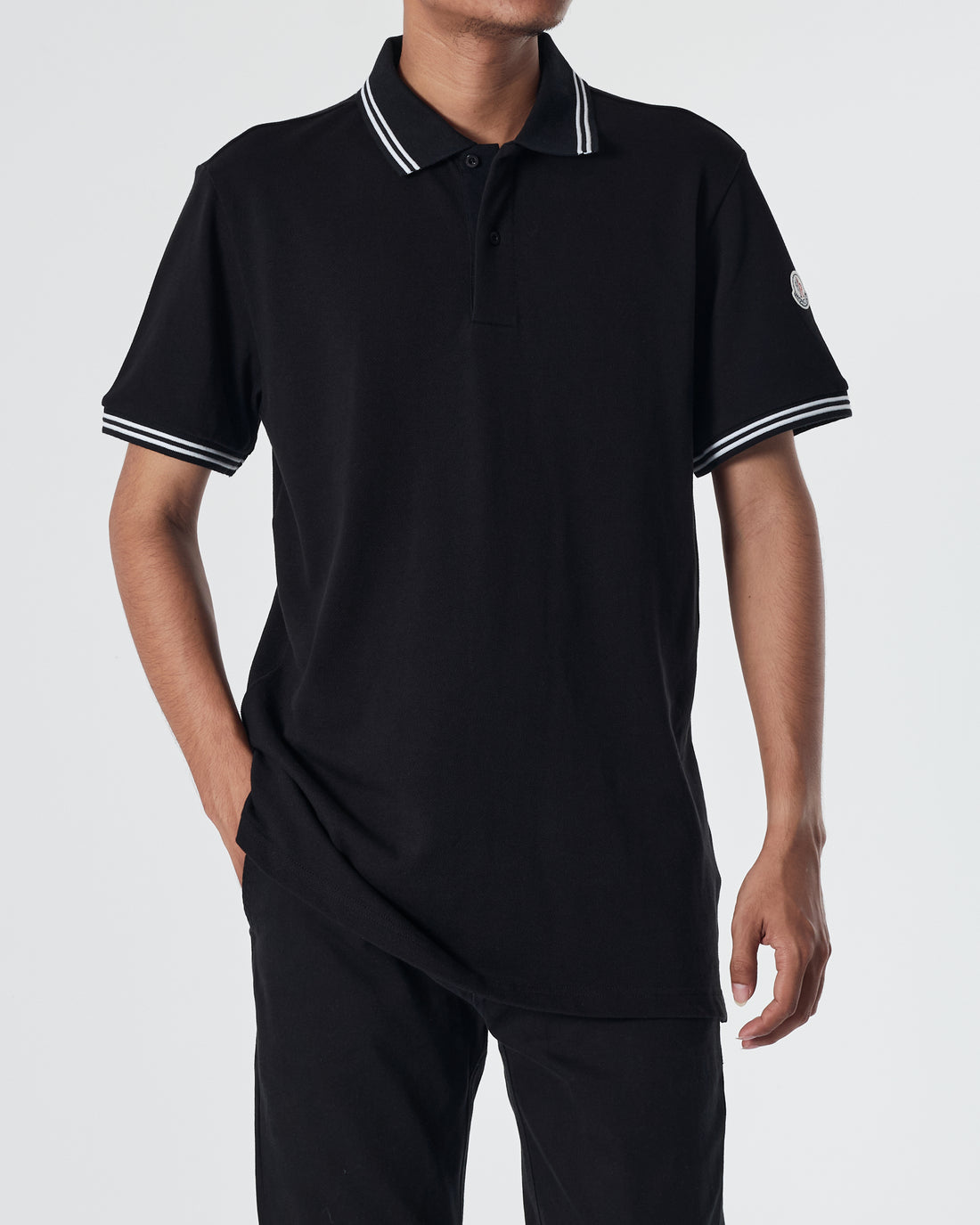 MON Collar Striped Men Black Polo Shirt 20.90