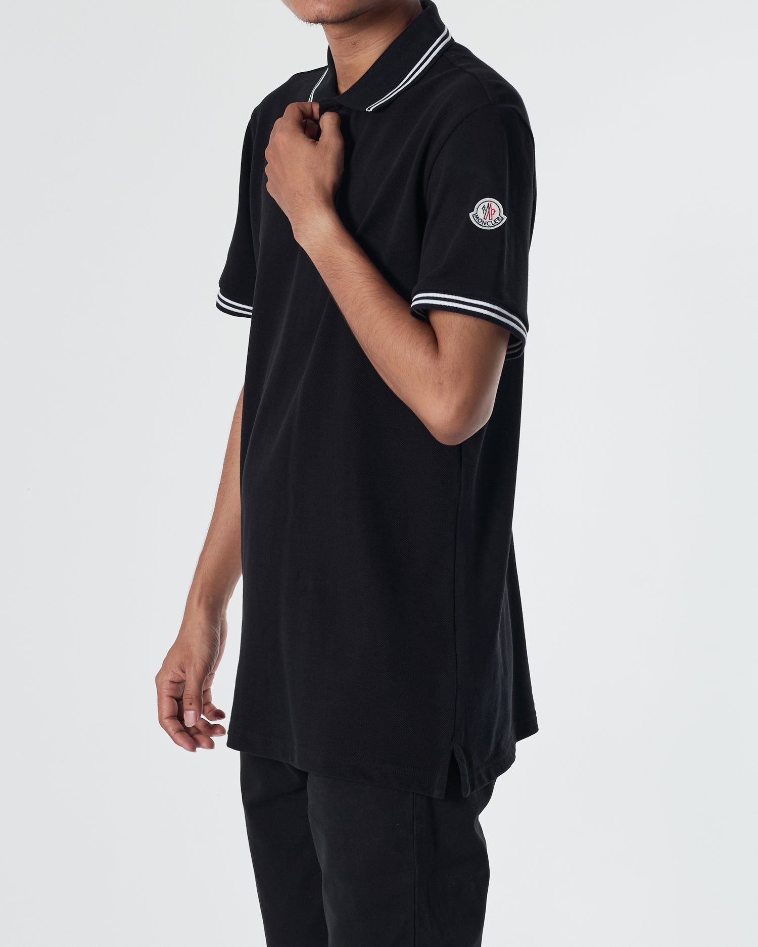MON Collar Striped Men Black Polo Shirt 20.90