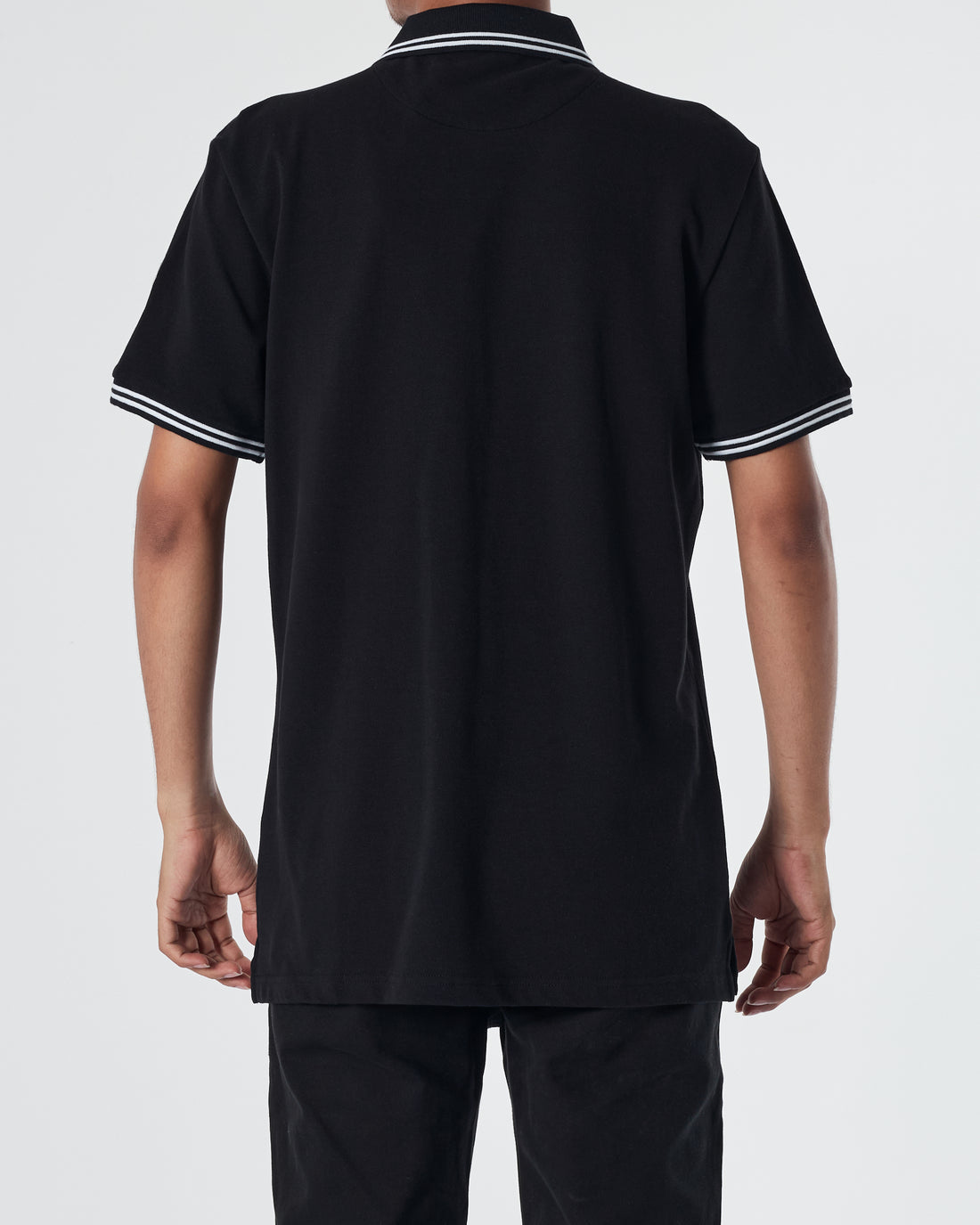 MON Collar Striped Men Black Polo Shirt 20.90