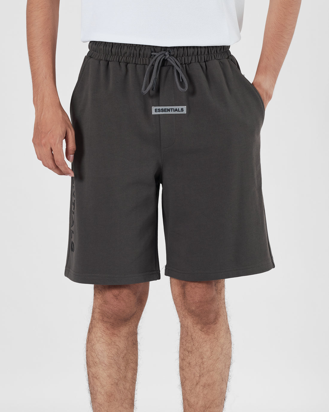 ESS Vertical Logo Printed Men Dark Grey Shorts 16.90