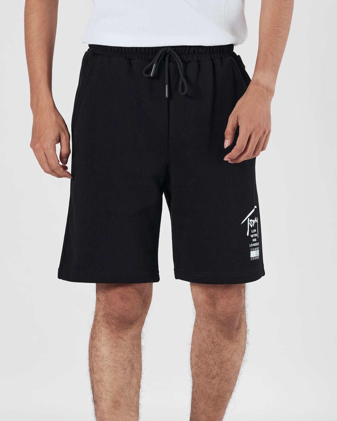 TH Signature Logo Printed Men Black Shorts 15.90