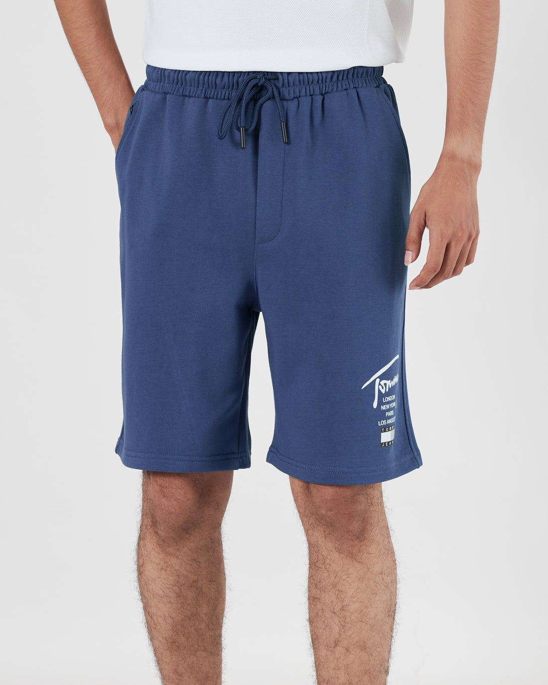 TH Signature Logo Printed Men Blue Shorts 15.90