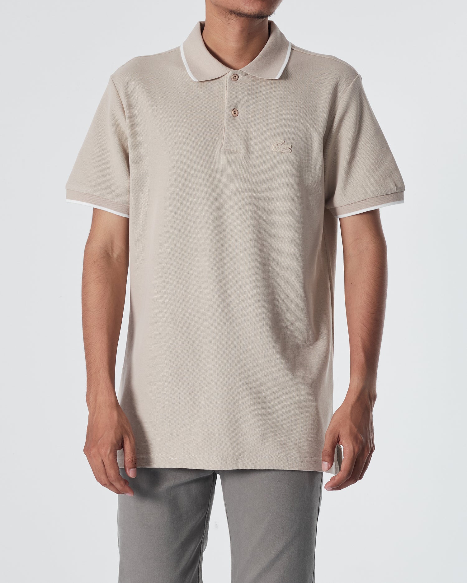 LAC Striped Collar Men Cream Polo Shirt 22.90