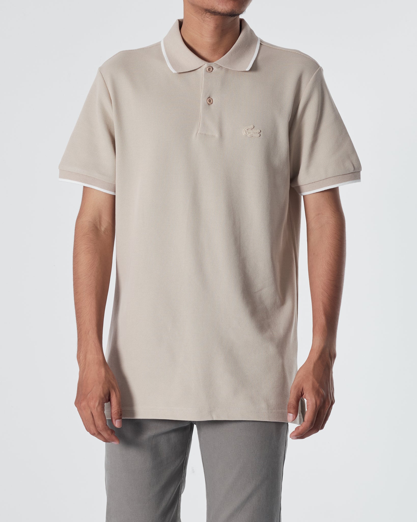 LAC Striped Collar Men Cream Polo Shirt 22.90