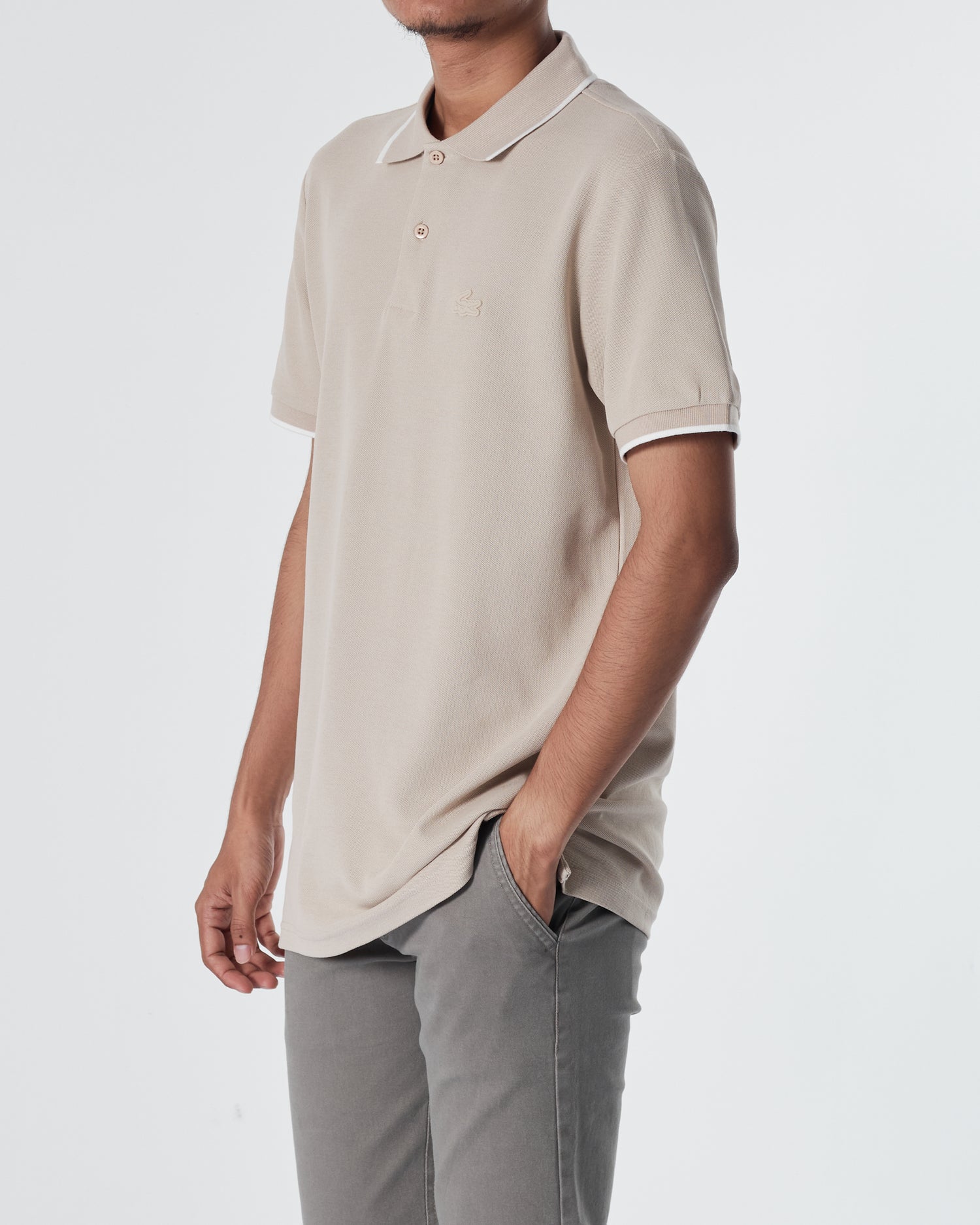 LAC Striped Collar Men Cream Polo Shirt 22.90