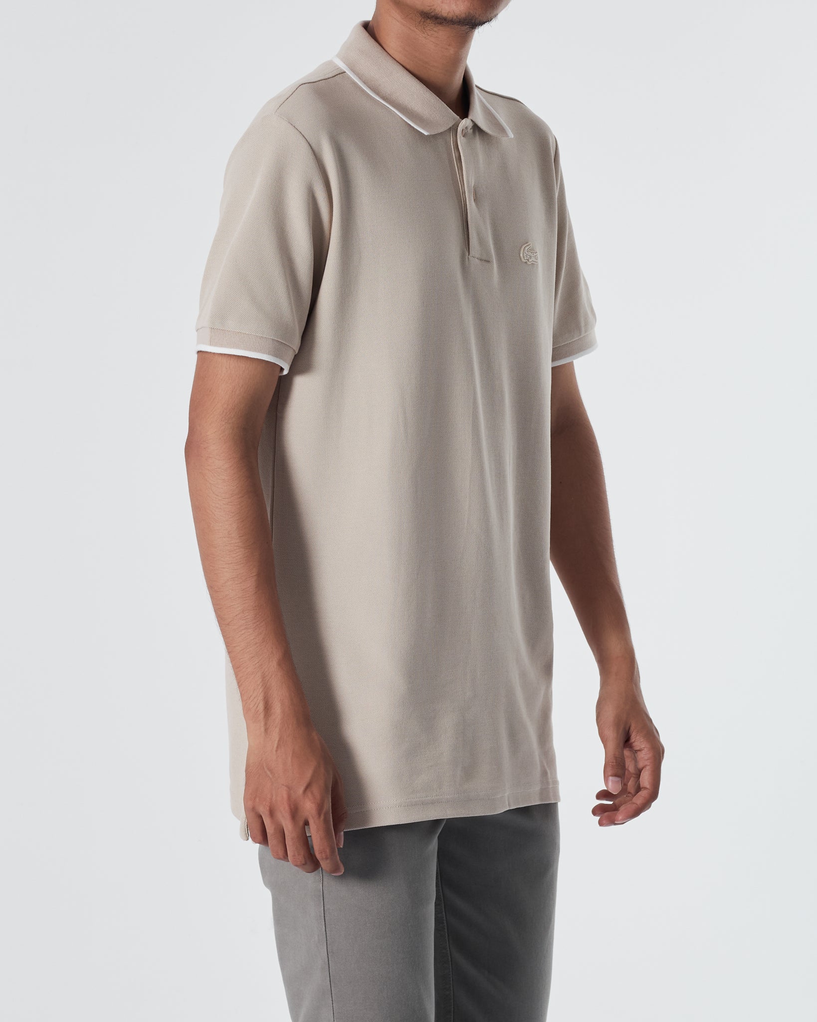 LAC Striped Collar Men Cream Polo Shirt 22.90