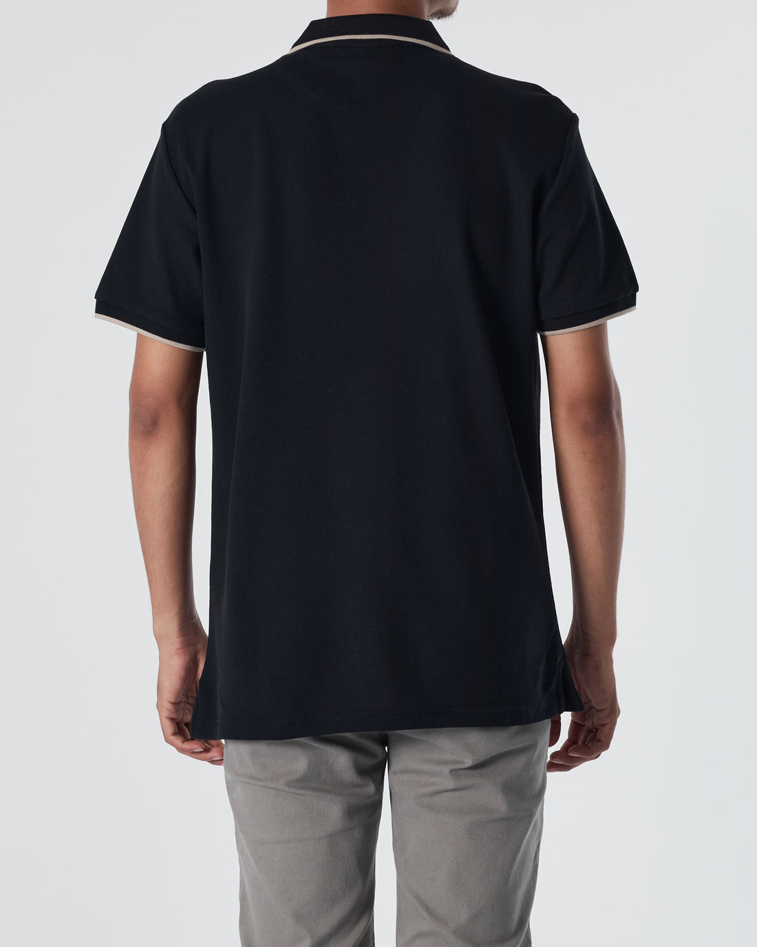 LAC Striped Collar Men Black Polo Shirt 22.90