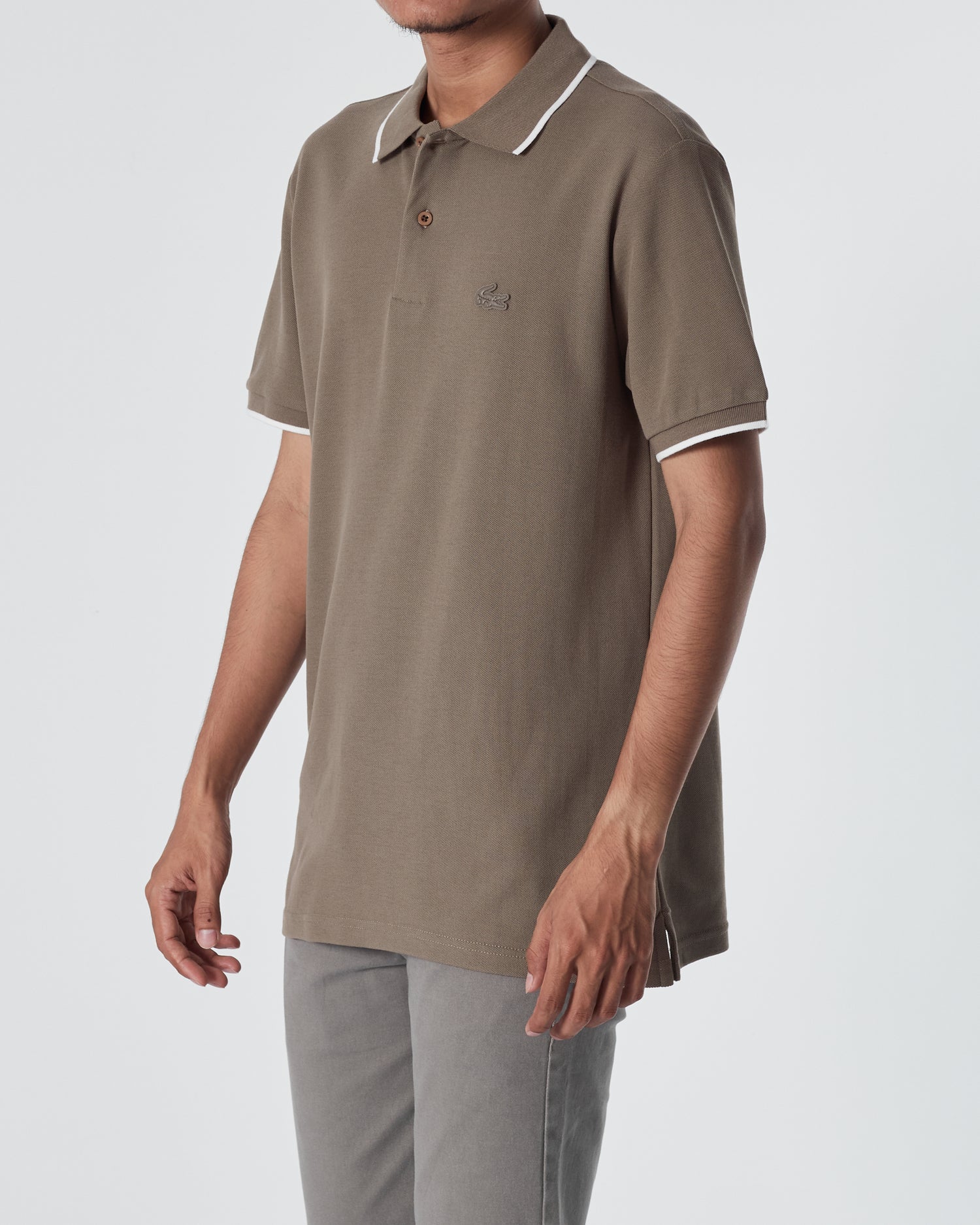 LAC Striped Collar Men Brown Polo Shirt 22.90