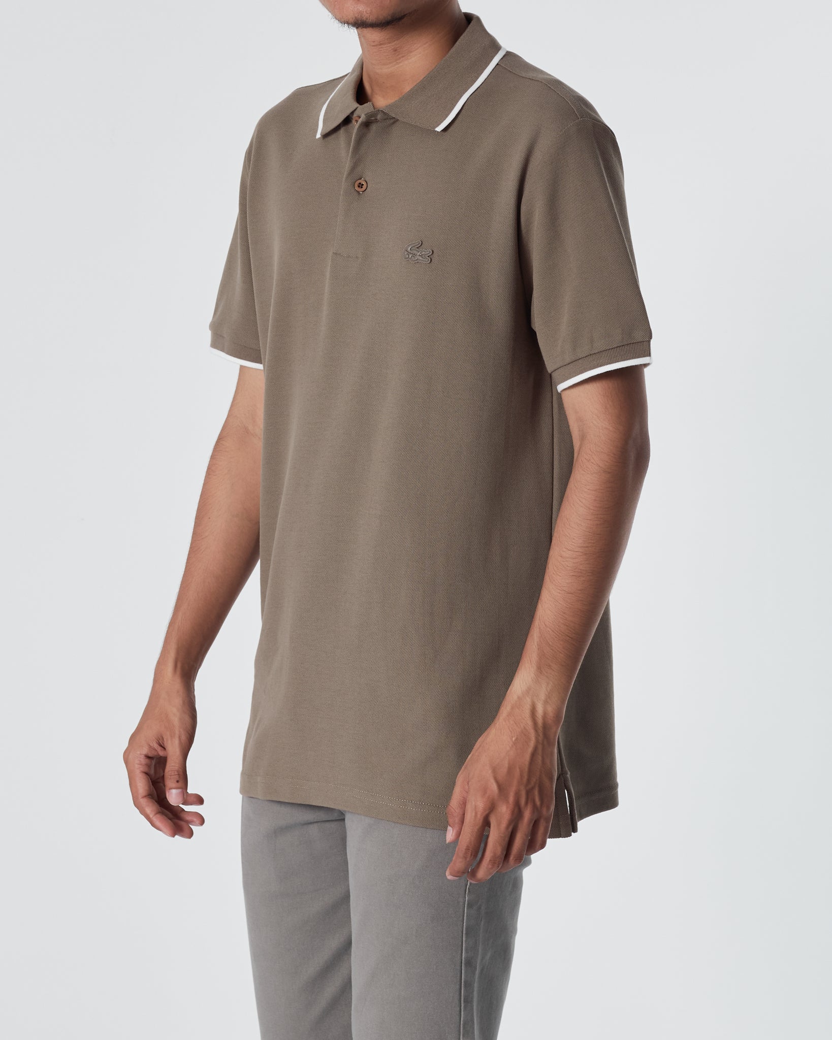 LAC Striped Collar Men Brown Polo Shirt 22.90