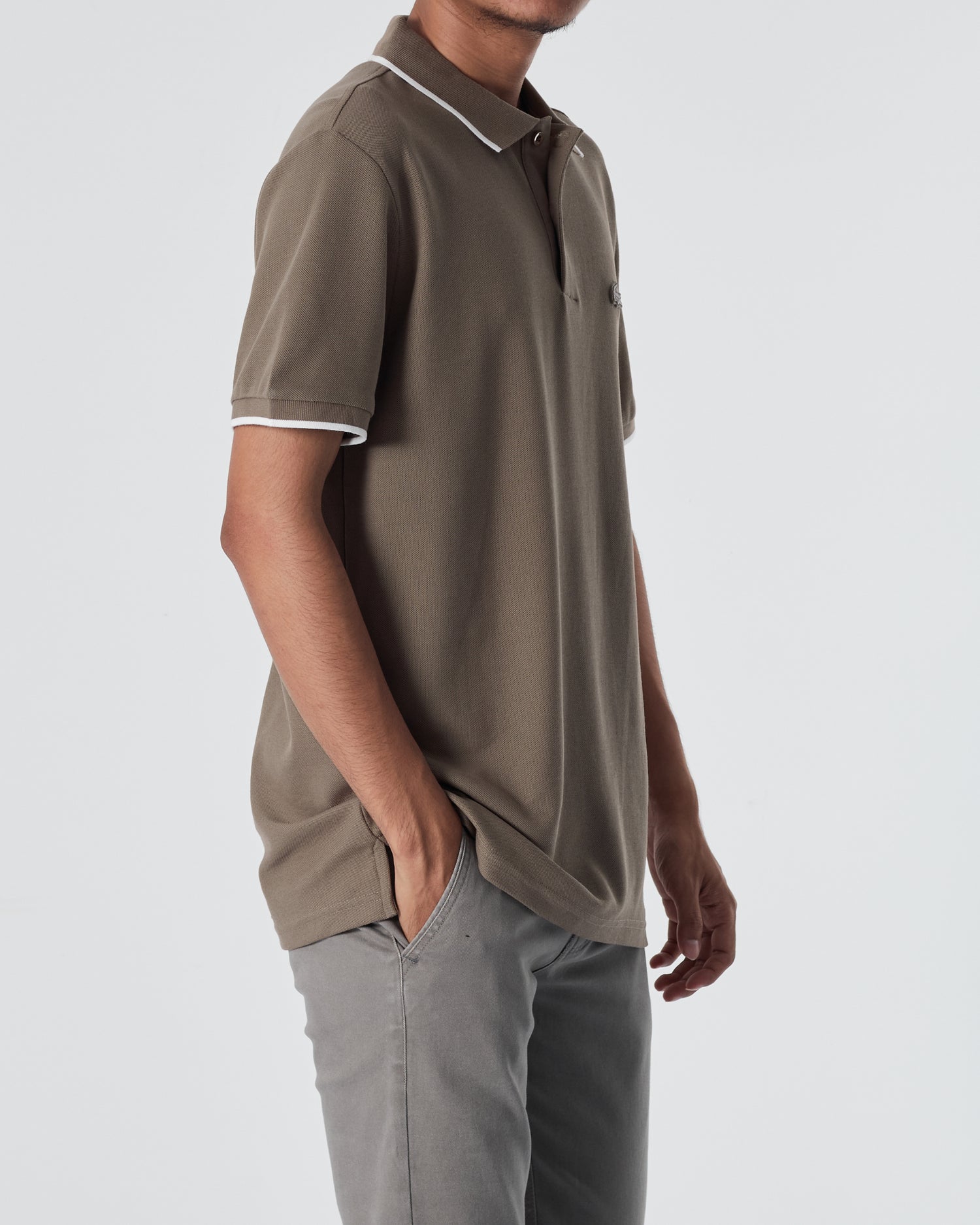 LAC Striped Collar Men Brown Polo Shirt 22.90