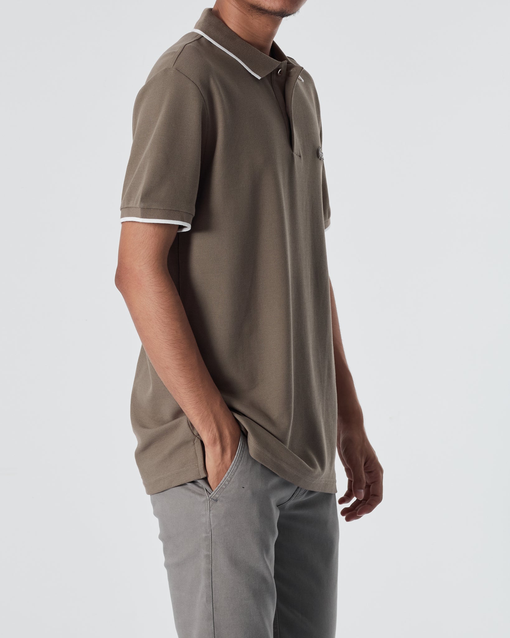 LAC Striped Collar Men Brown Polo Shirt 22.90