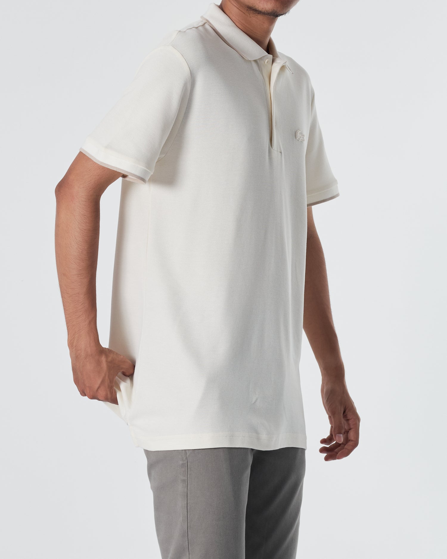 LAC Striped Collar Men White Polo Shirt 22.90