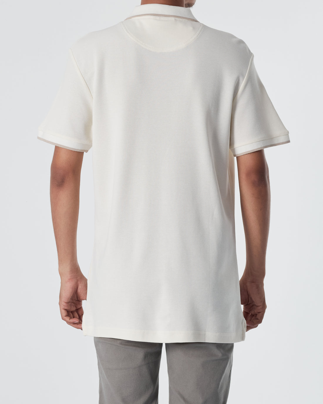 LAC Striped Collar Men White Polo Shirt 22.90