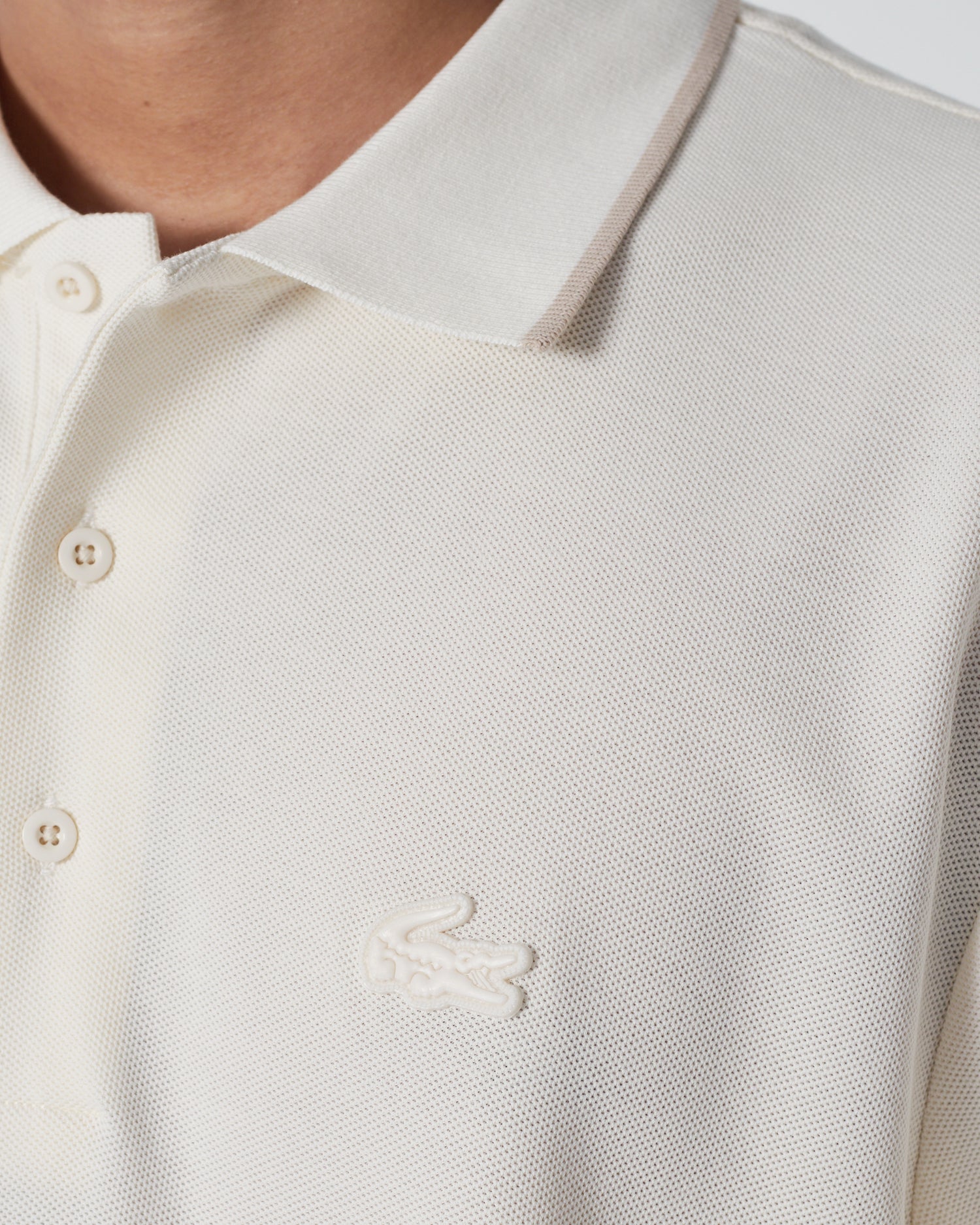 LAC Striped Collar Men White Polo Shirt 22.90