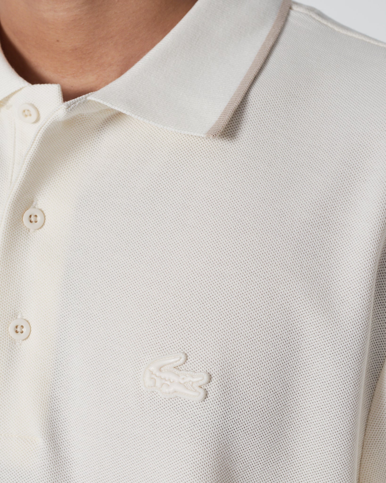 LAC Striped Collar Men White Polo Shirt 22.90