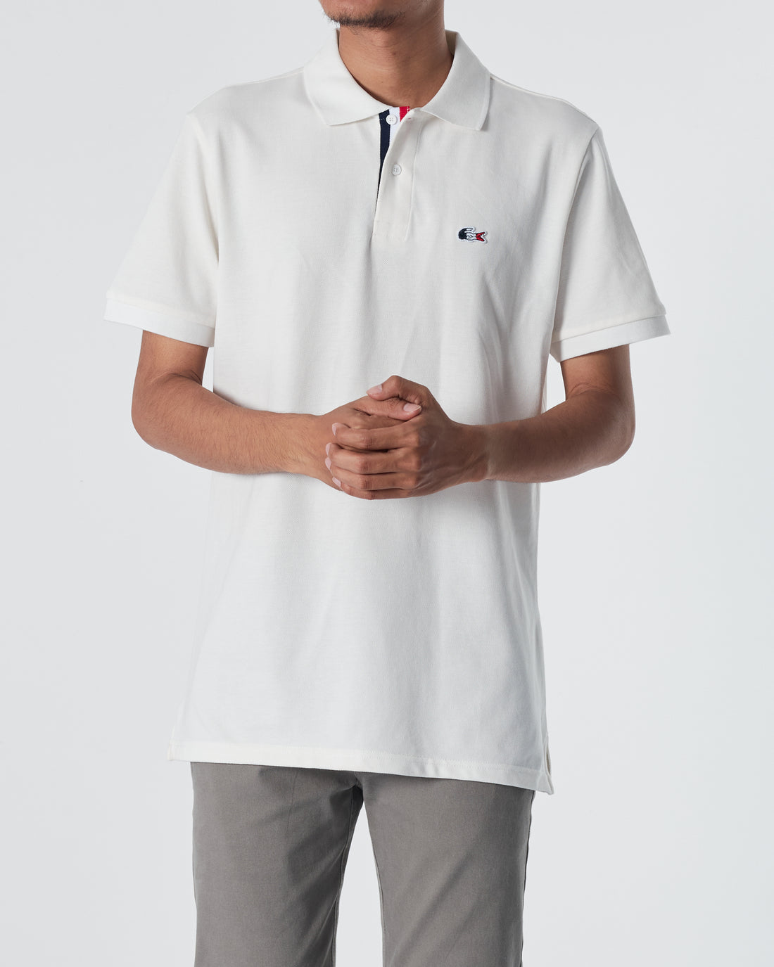 LAC Plain Color Men White Polo Shirt 22.90