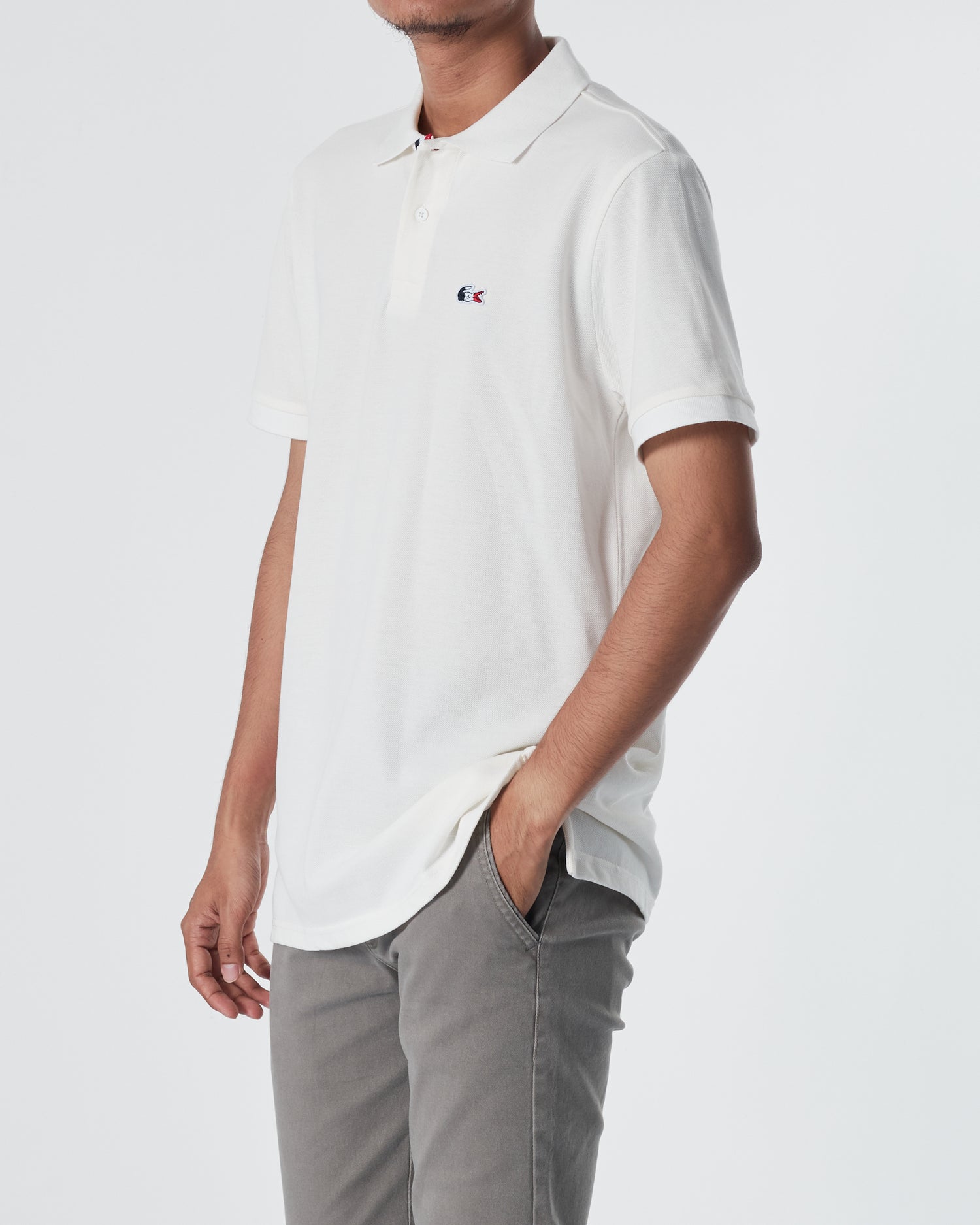 LAC Plain Color Men White Polo Shirt 22.90
