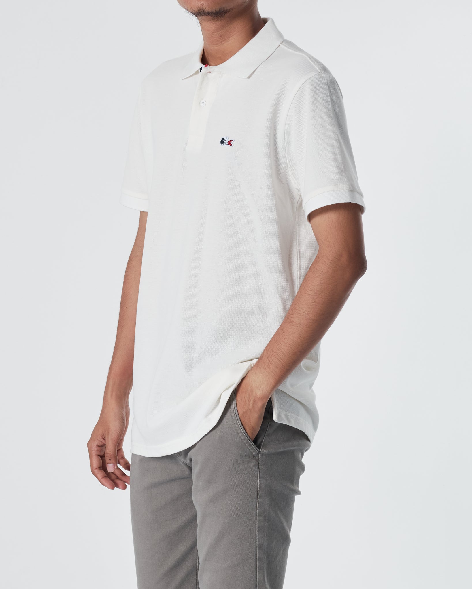 LAC Plain Color Men White Polo Shirt 22.90