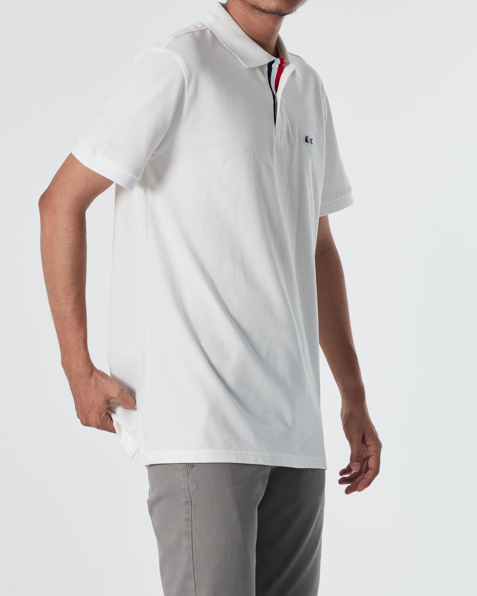 LAC Plain Color Men White Polo Shirt 22.90