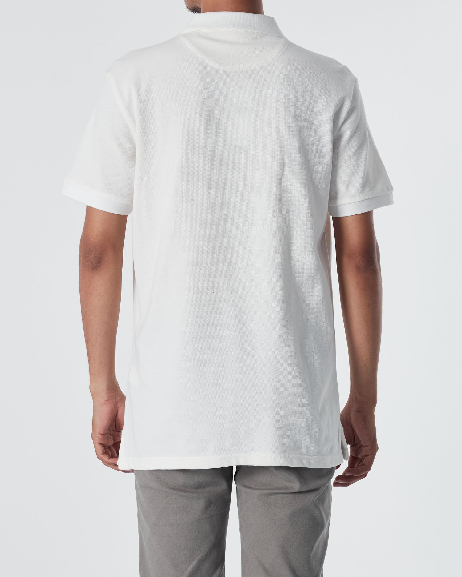 LAC Plain Color Men White Polo Shirt 22.90
