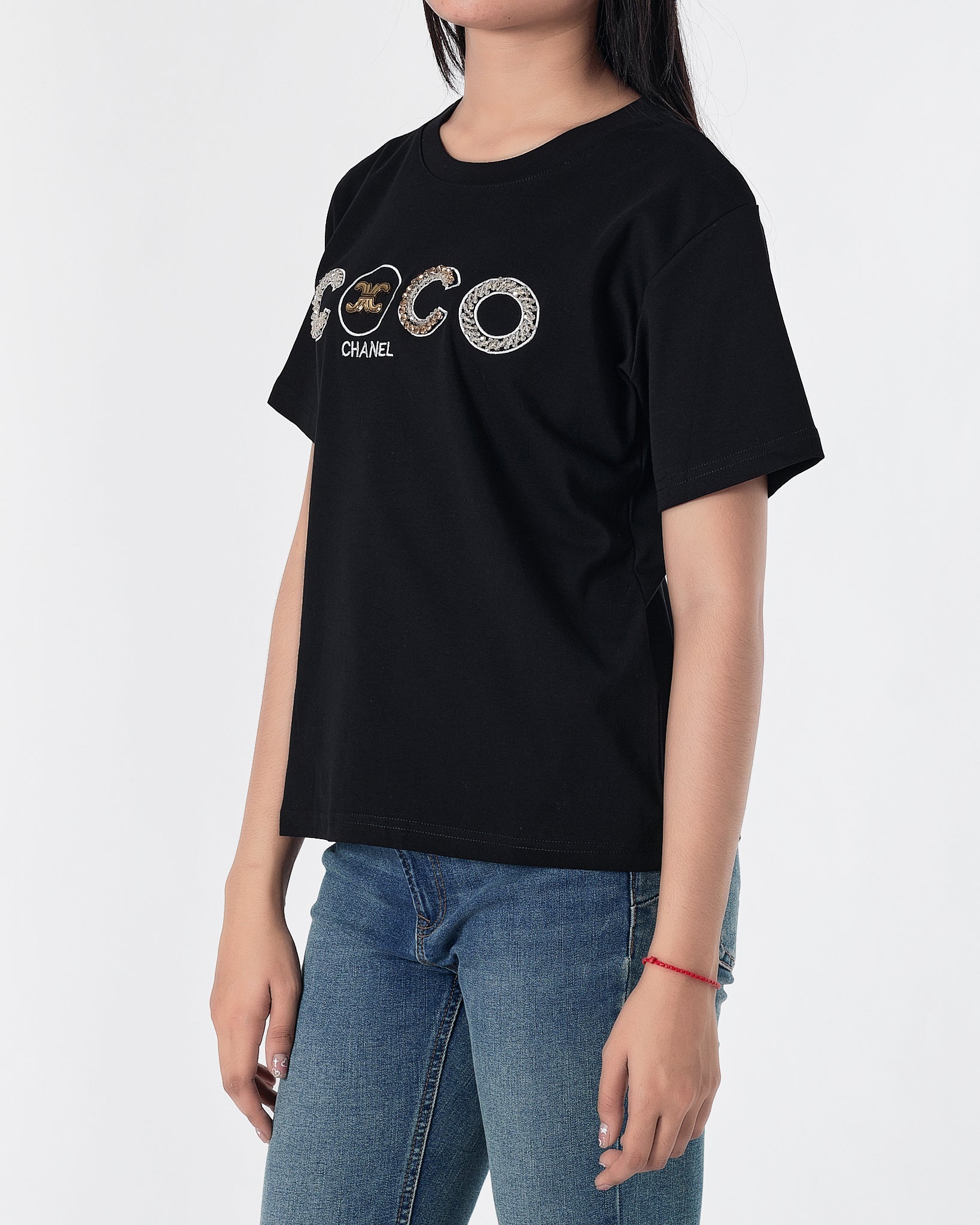 CHA COCO Rhinestone Lady Black T-Shirt 29.90