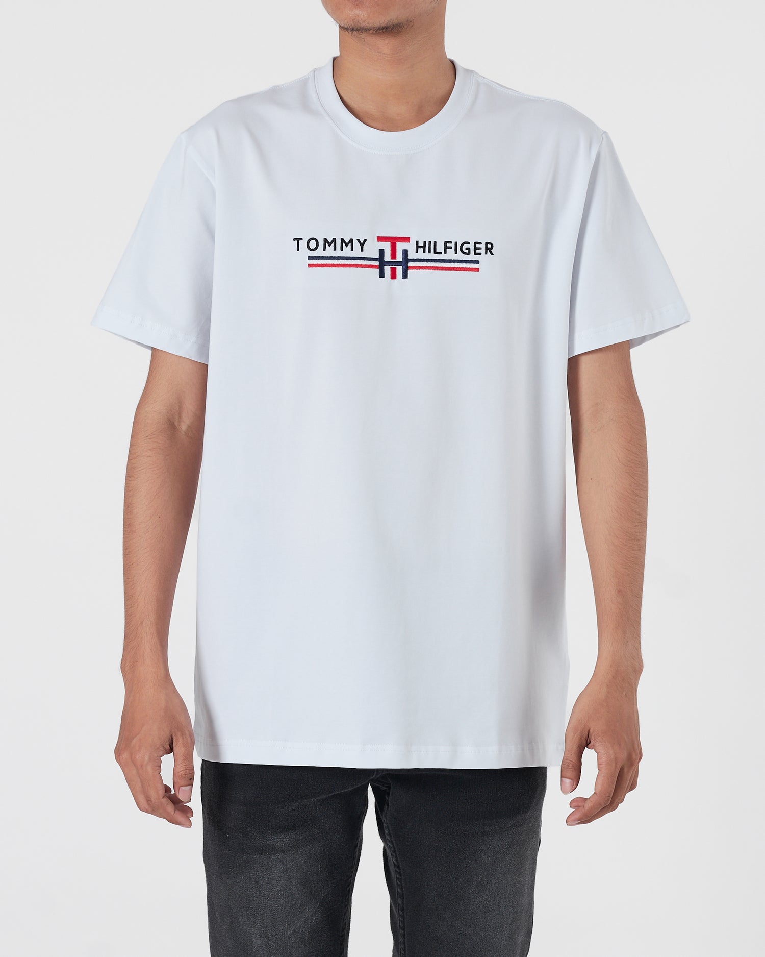 TH Logo Embroidered Men White T-Shirt 15.90