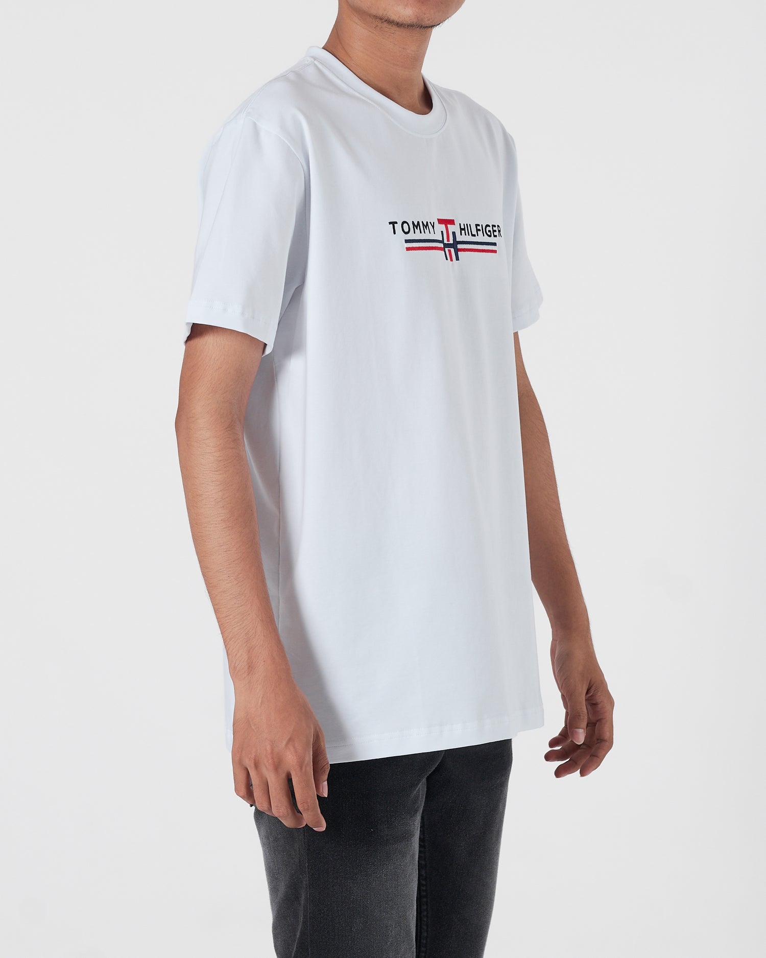 TH Logo Embroidered Men White T-Shirt 15.90