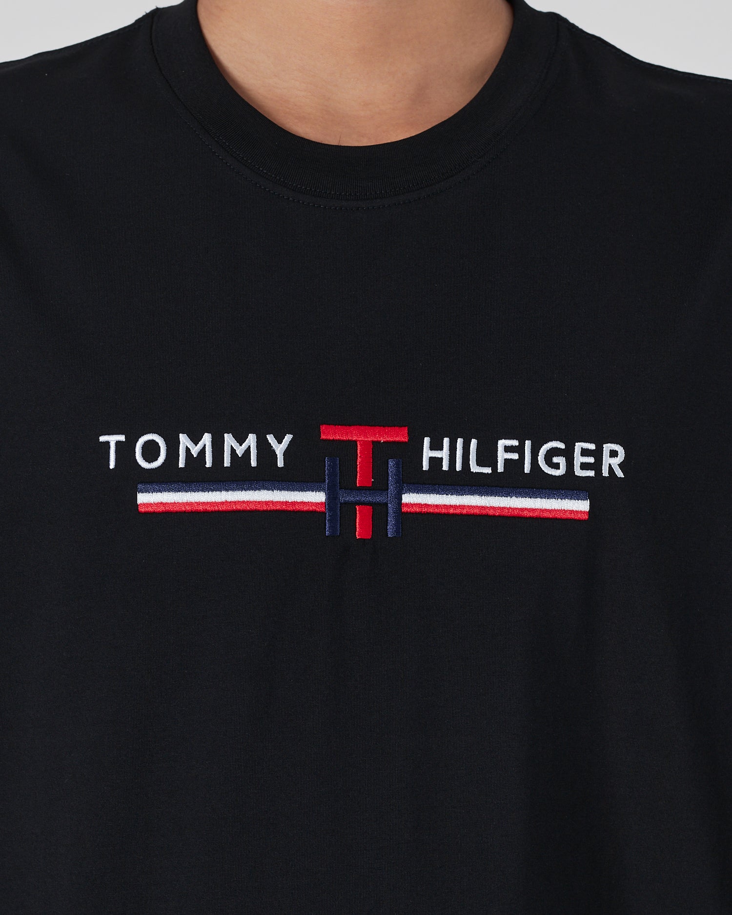 TH Logo Embroidered Men Black T-Shirt 15.90