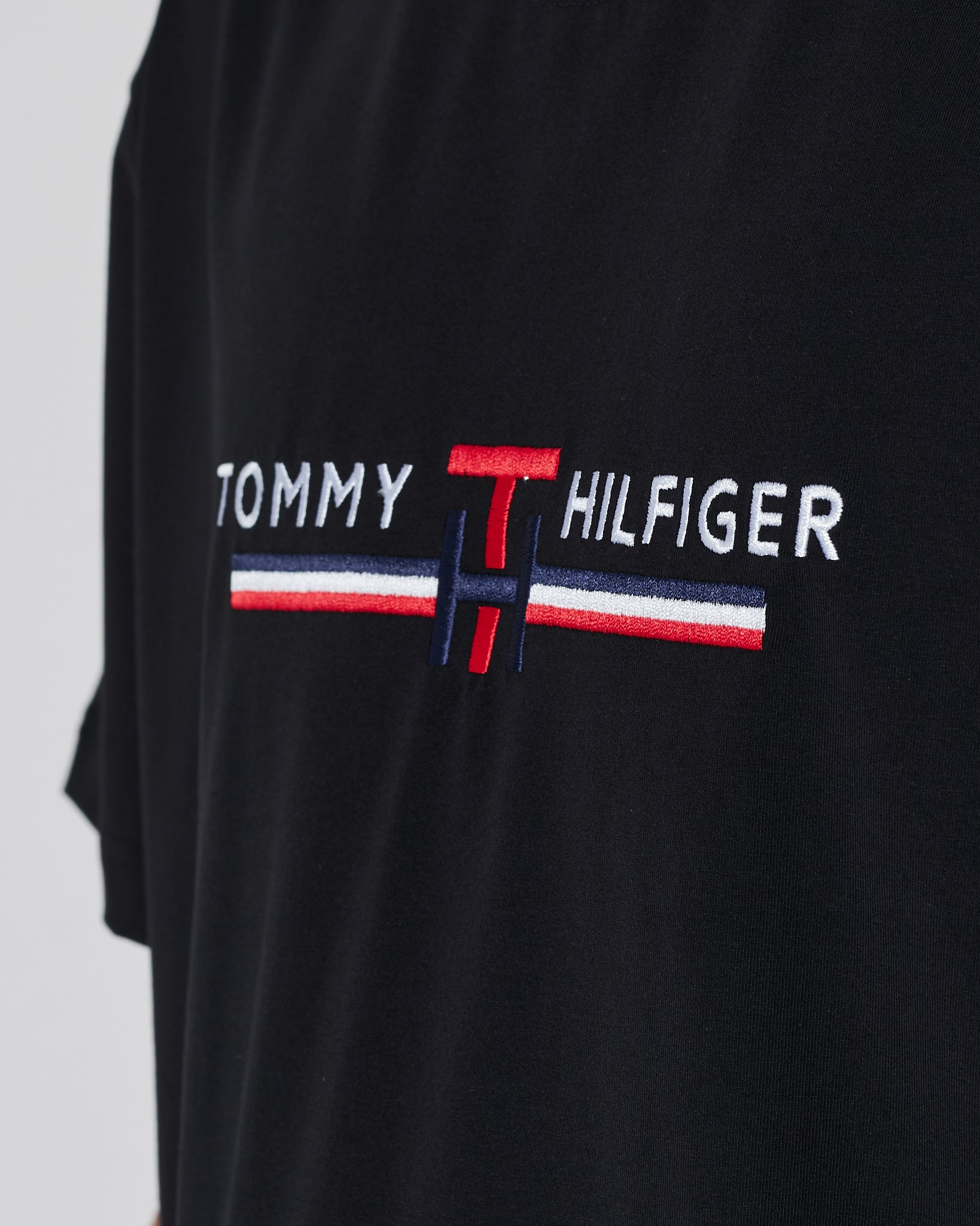 TH Logo Embroidered Men Black T-Shirt 15.90