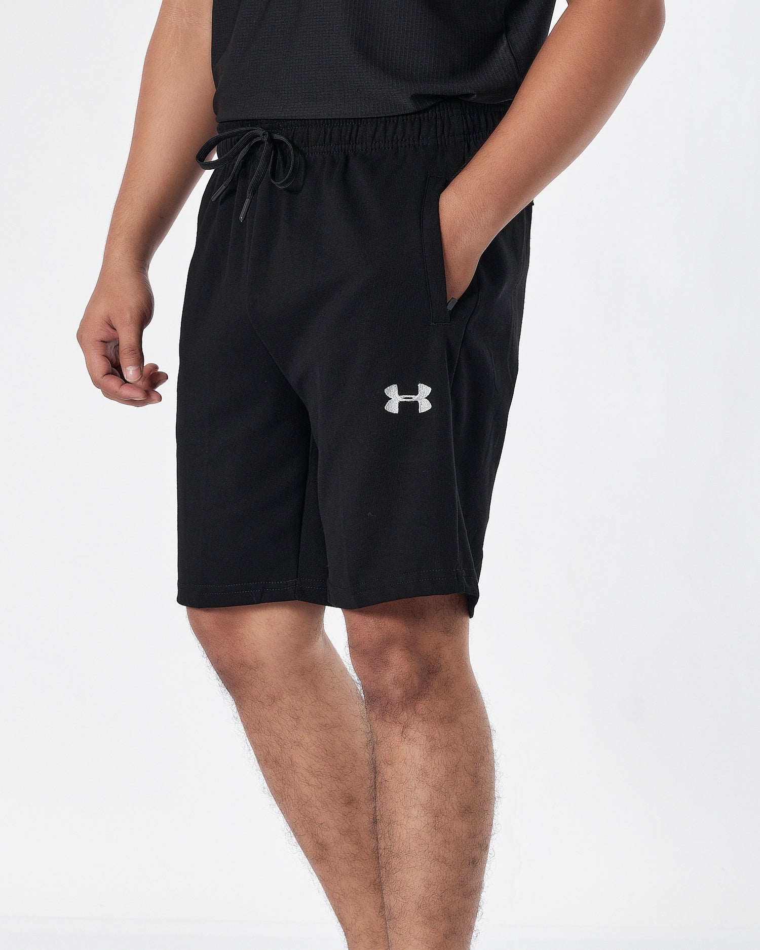 UA Logo Embroidered Men Black Track Shorts 13.50