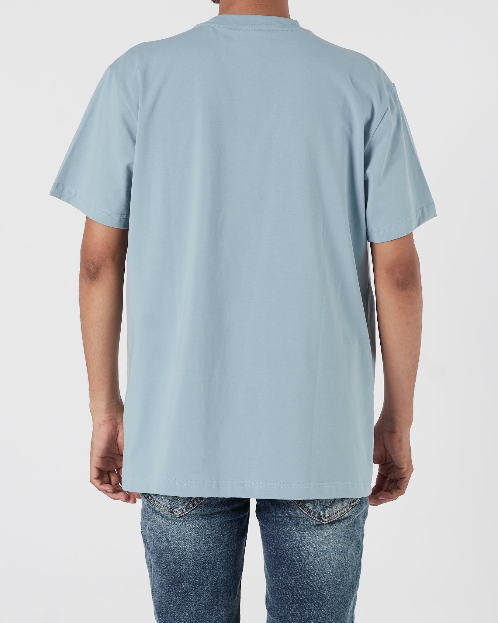 LAC Plain Color Men Light Blue T-Shirt 14.90